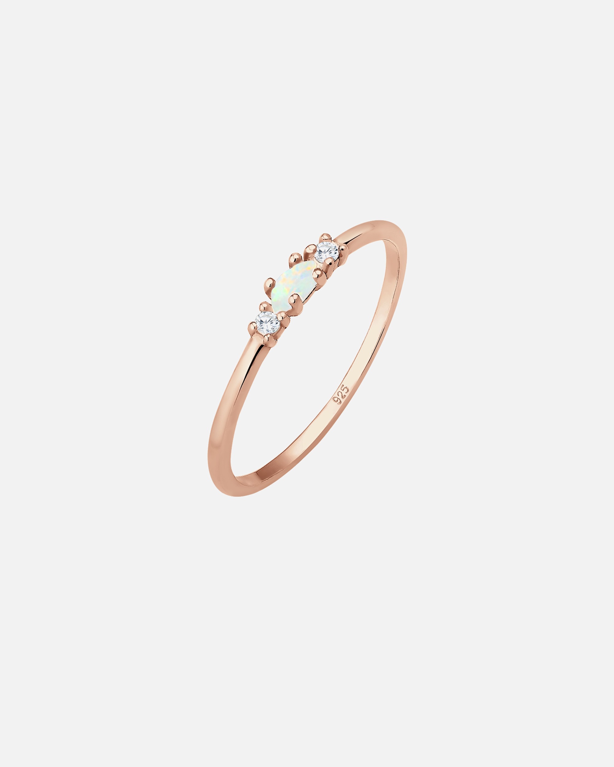 Anello di Femmina Elli Vintage con Cristalli di Zirconia e Opale in Argento Sterling 925 Placcato Oro 56
