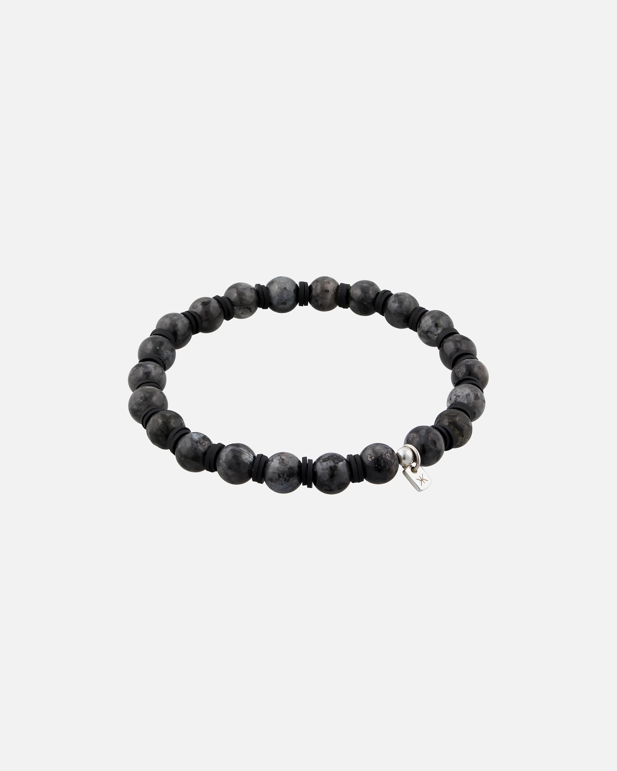Braccialetto di Maschio KUZZOI Bracciale beads Lavakite Grigio 925 Sterling Silver 21