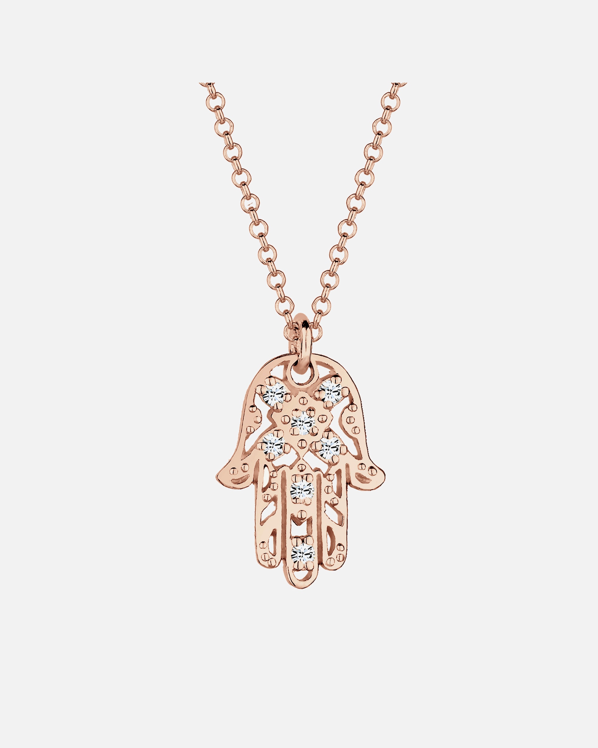 Collana di Femmina Elli Ciondolo di Mano Hamsa con Cristalli in Argento Sterling 925 45
