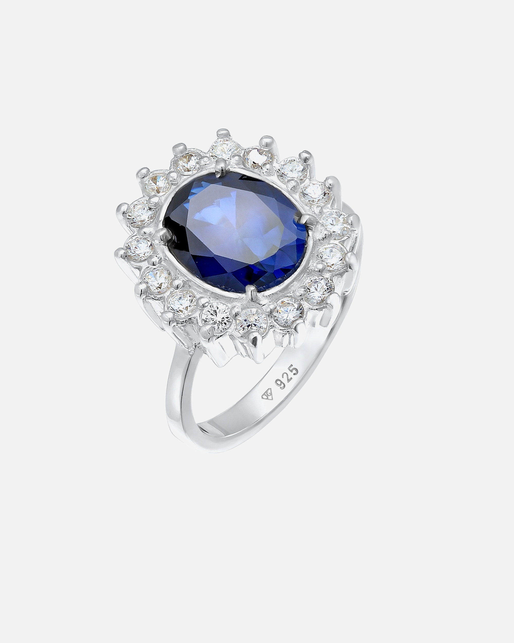 Anello di Femmina Elli Cocktail Reale con Zaffiro Sintetico e Zirconia in Argento Sterling 925 56