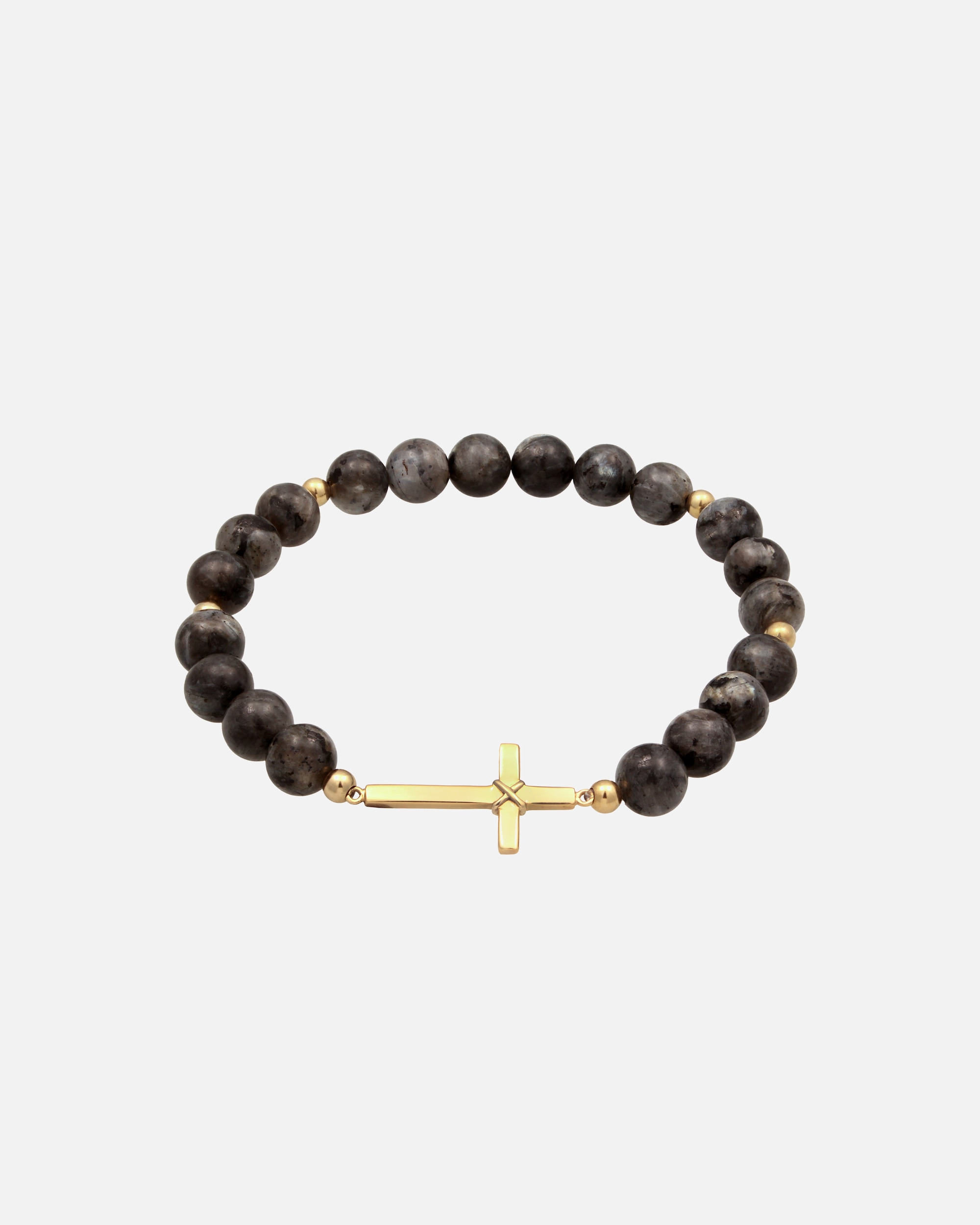 Braccialetto di Maschio KUZZOI Bracciale Croce Lavakite Grigio 925 Sterling Silver Gold-plated 19