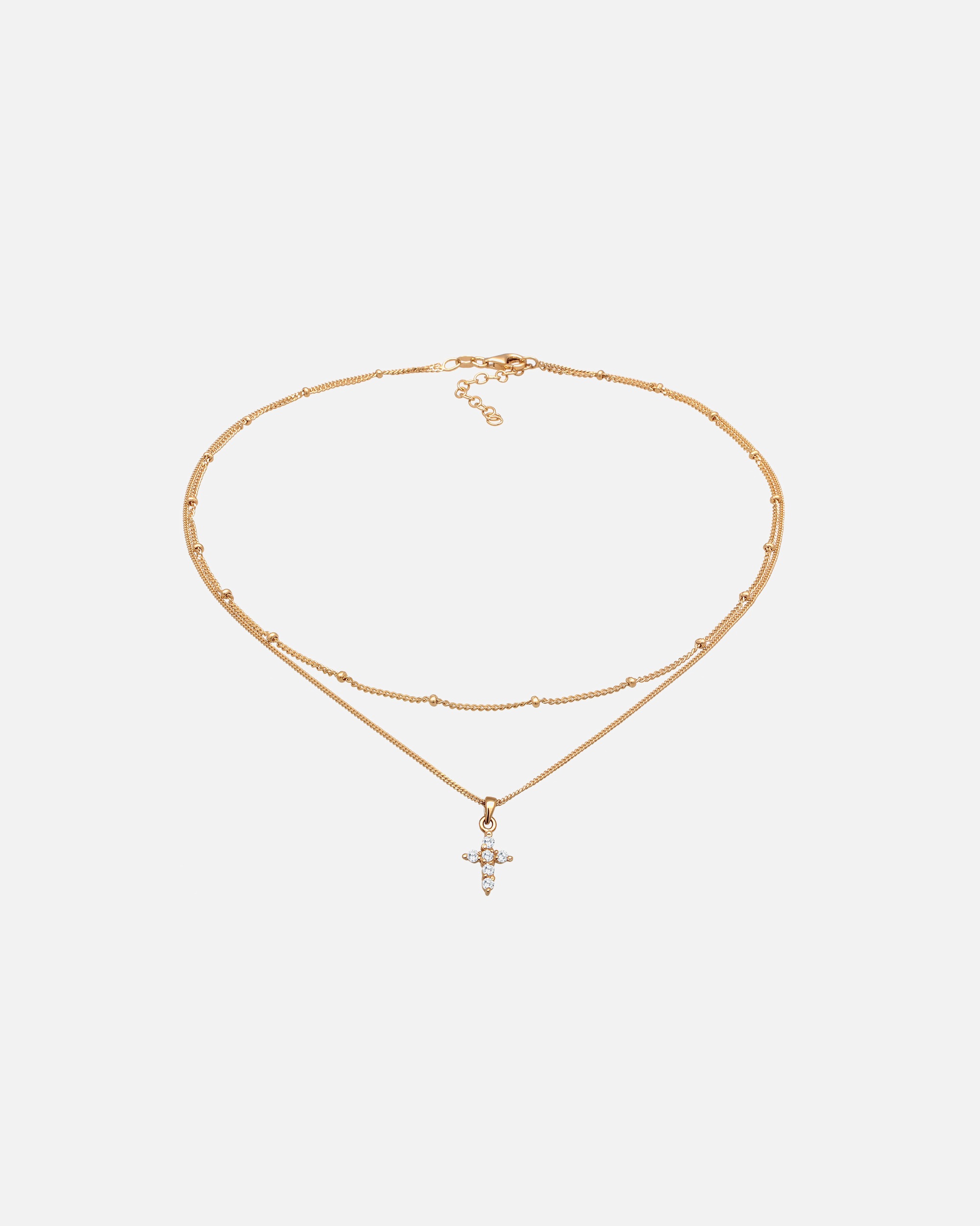 Collana di Femmina Elli Girocollo Ciondolo forma di croce con zirconi in Argento Sterling 925 goldfarben