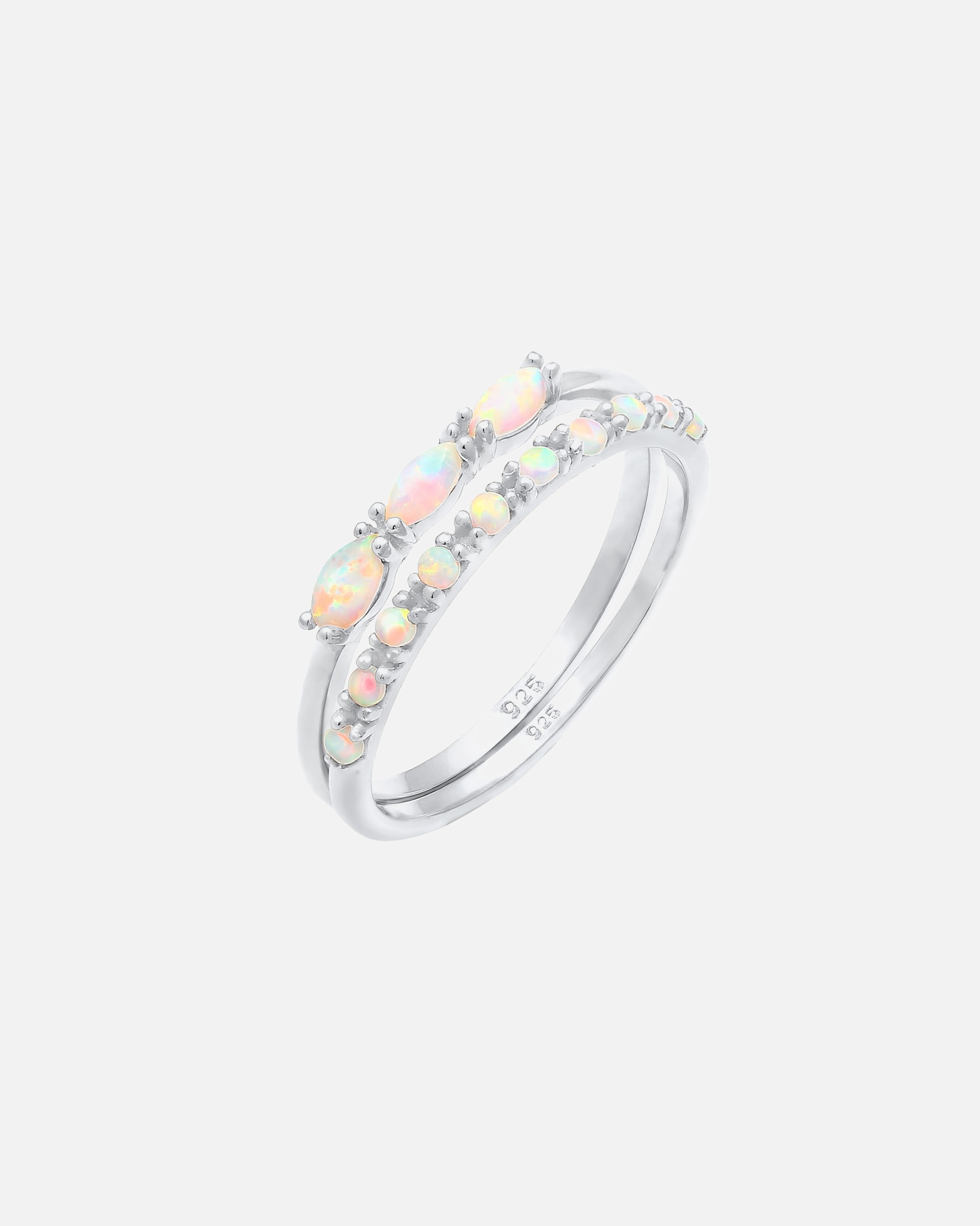 Anello di Femmina Elli Set con look sintetico opale vintage in argento massiccio 925 placcato oro 56