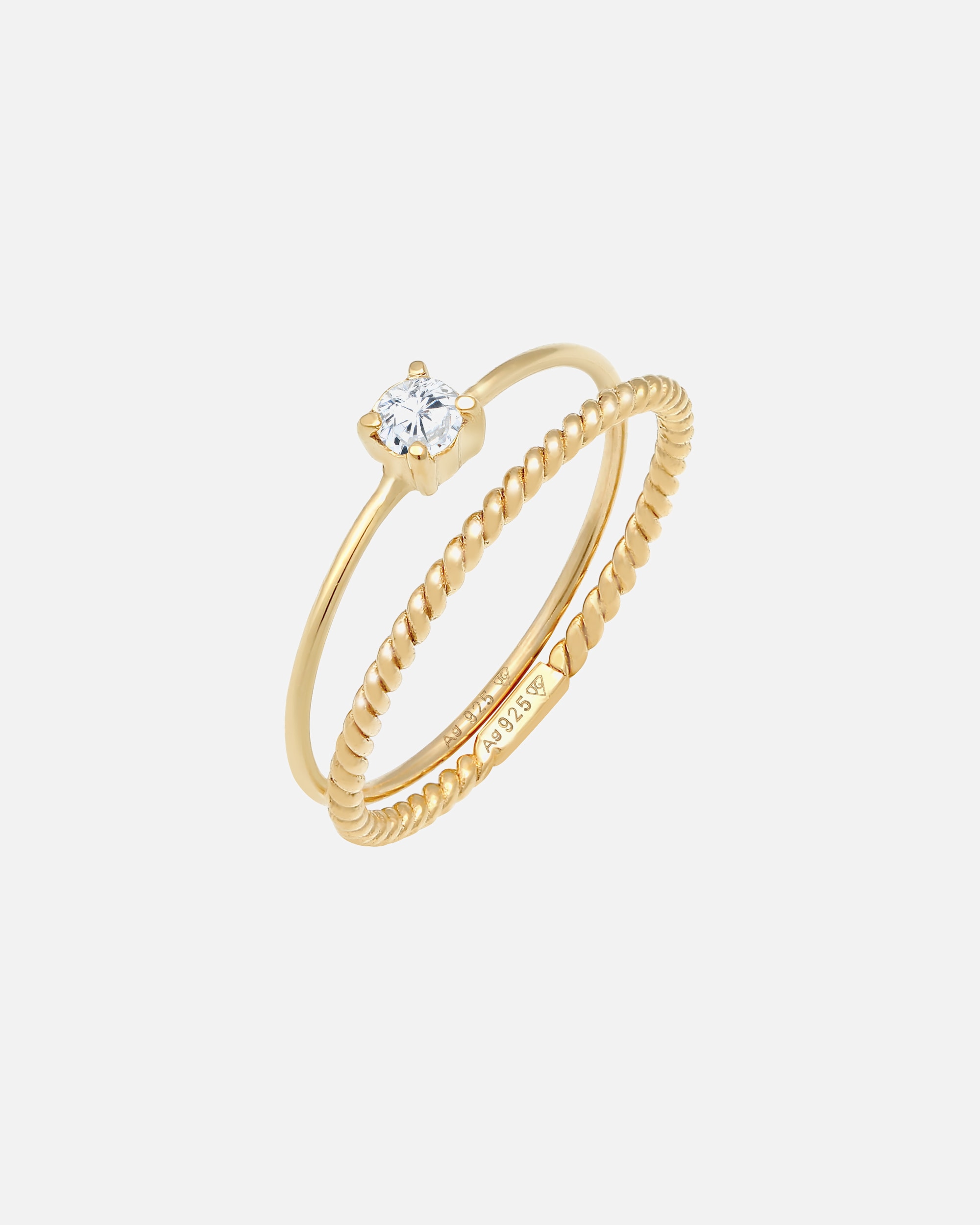 Anello di Femmina Elli Anello a fascia Set Contorto Trend Blogger con pietra Zirconia in 925 argento sterling 56