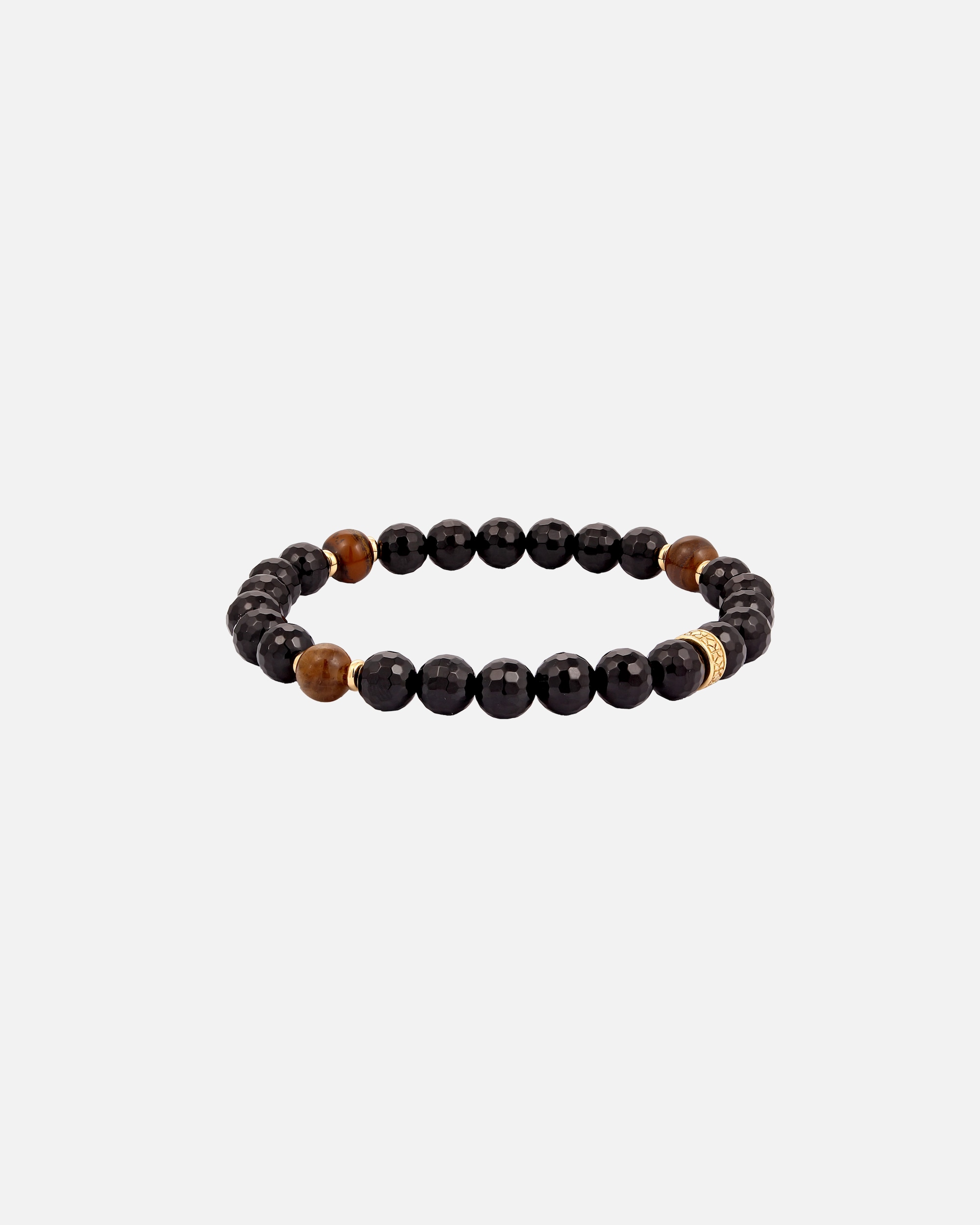 Braccialetto di Maschio KUZZOI Bracciale beads Onyx Nero 925 Sterling Silver Gold-plated 21