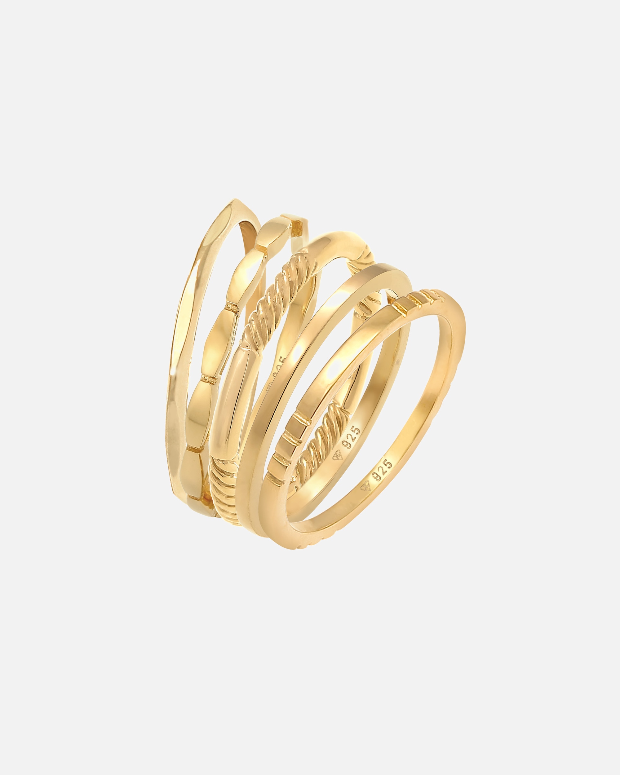 Anello di Femmina Elli Banda di anelli impilabili Set di 5 in argento sterling 925 52