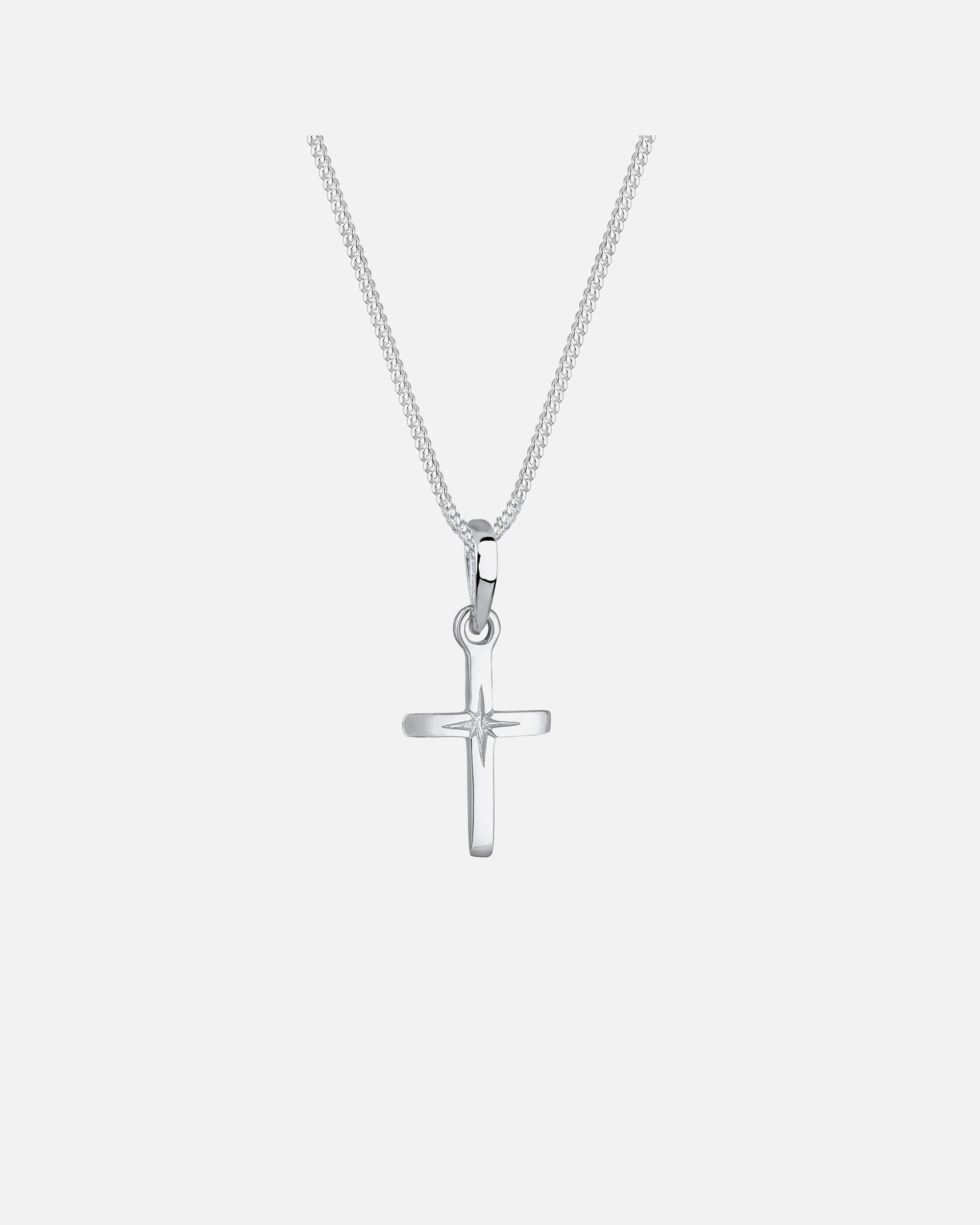 Collana di Femmina Elli Ciondolo a Croce Incisione a Stella in Argento Sterling 925 45