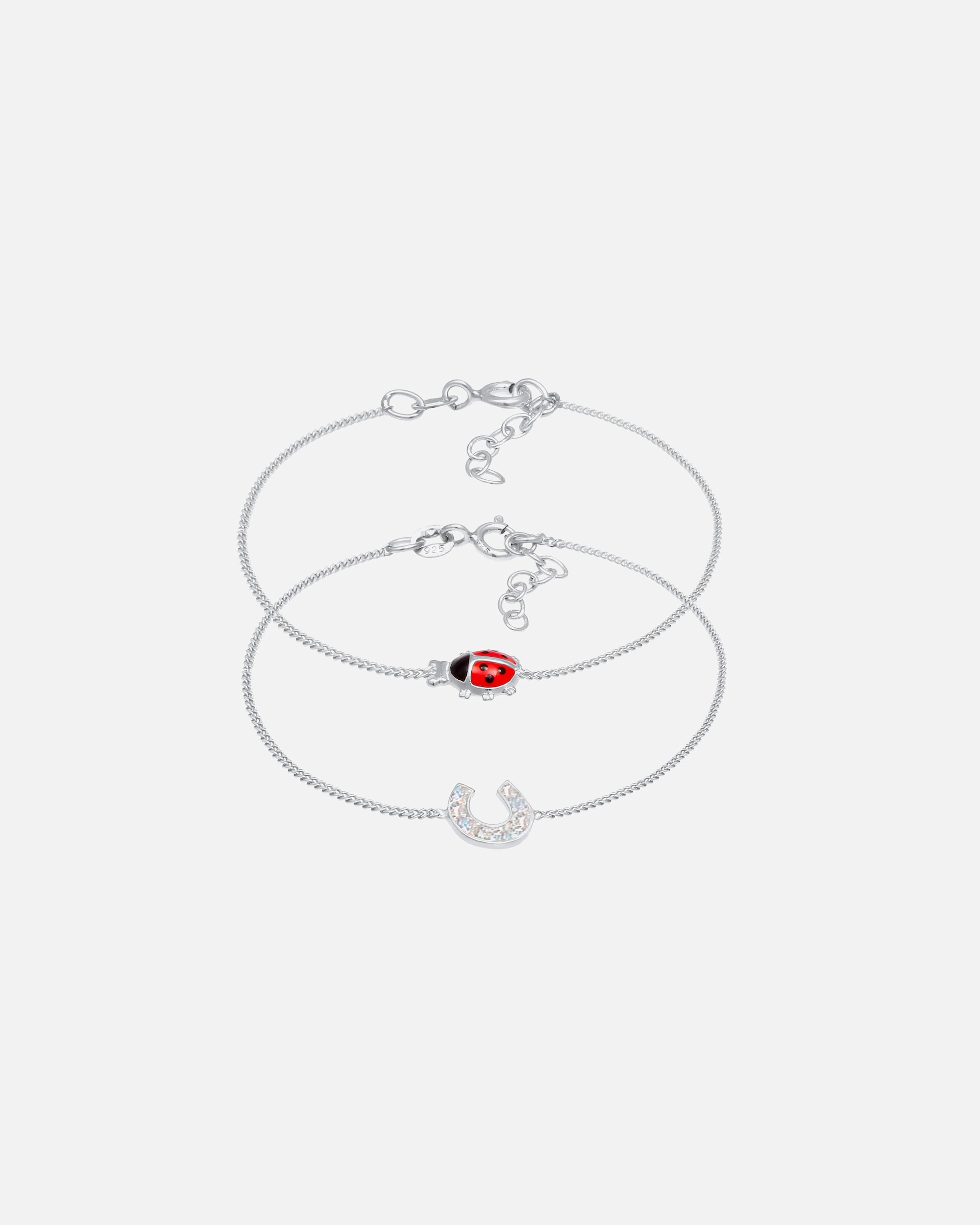 Braccialetto di Femmina Elli Set Coccinella Ferro di Cavallo Carino Colorato in argento sterling 925 14
