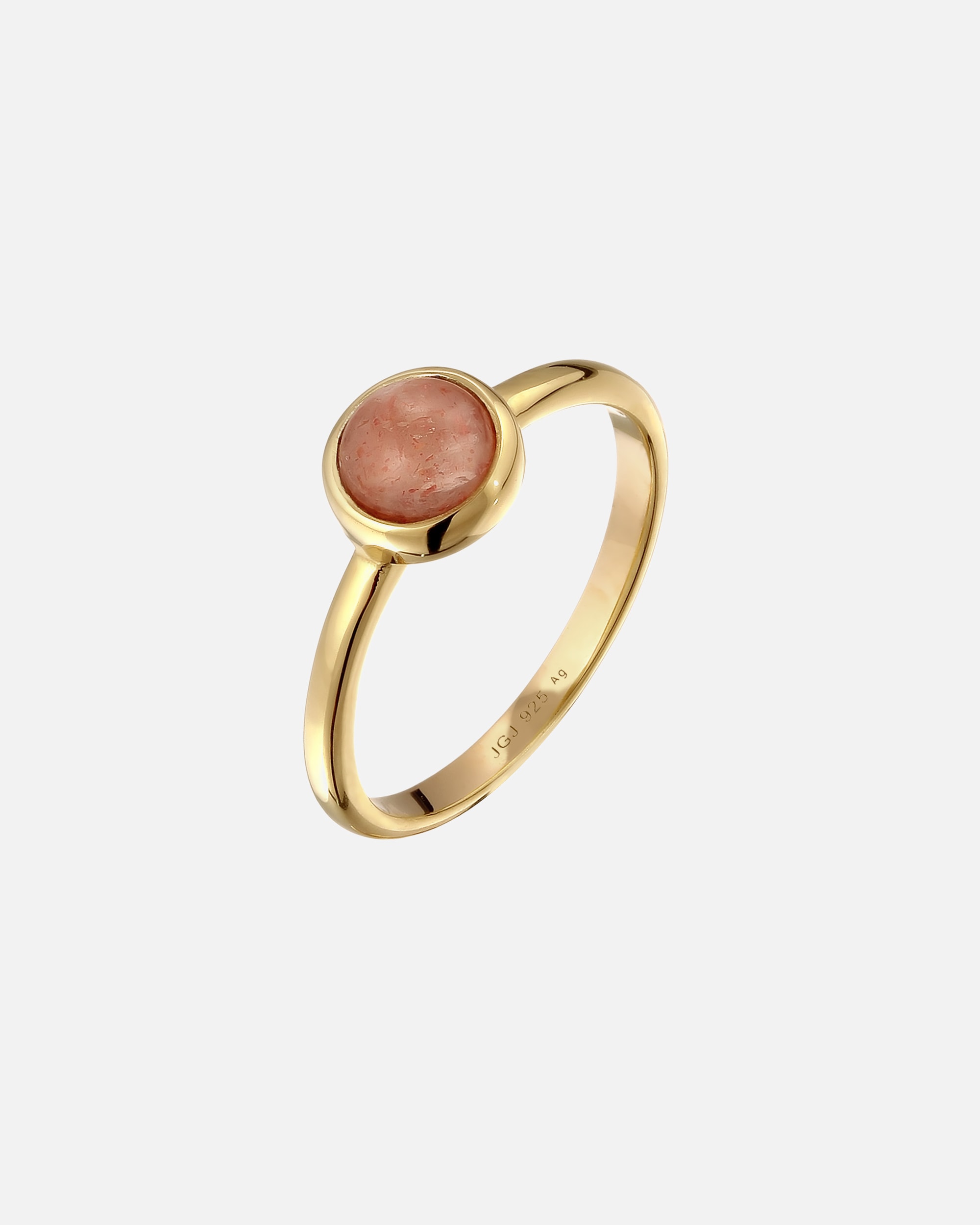 Anello di Femmina Elli PREMIUM Anello con Feldspar Arancione 925 Sterling Silver Gold-plated 58