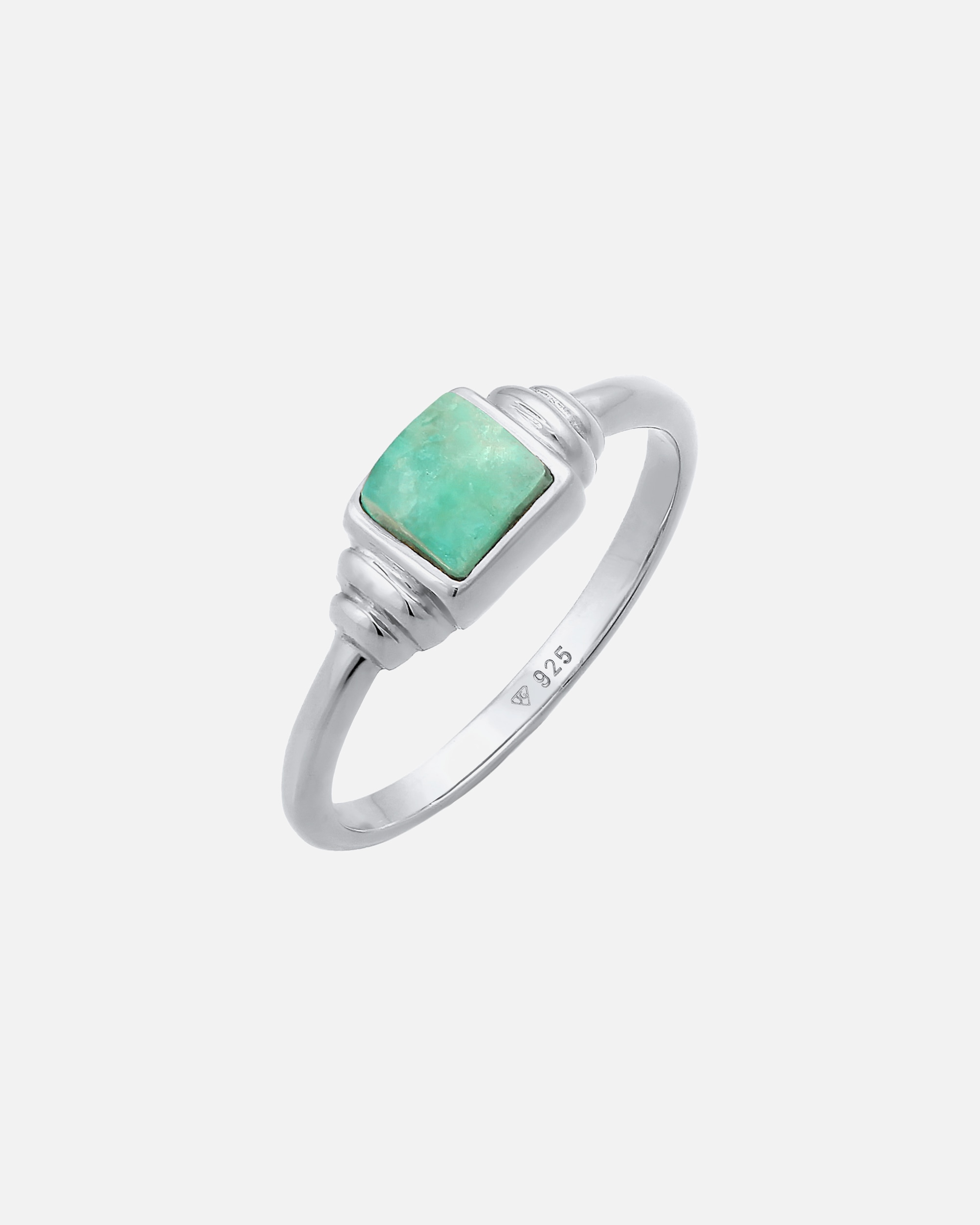 Anello di Femmina Elli PREMIUM Solitario Vintage Quadrato Semplice con Amazzonite in Argento Sterling 925 placcato oro 56