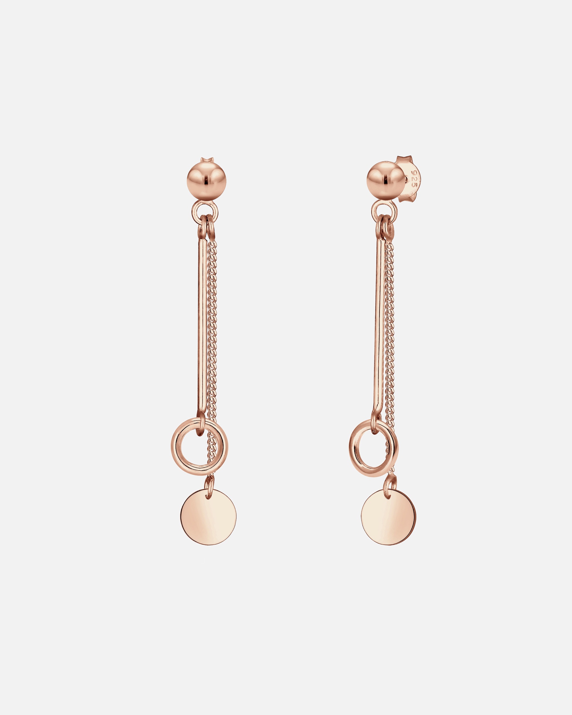 Orecchini di Femmina Elli Orecchini Pendenti Catena Cerchio Bacchetta Geo di Base in Argento Sterling 925 rosefarben