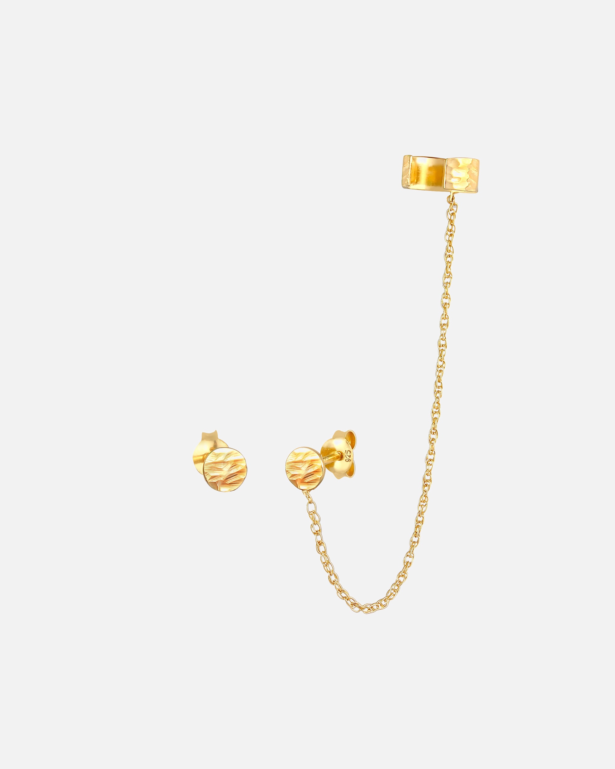 Orecchini di Femmina Elli Earcuff Plug Plug rotonda struttura organica in argento sterling 925 goldfarben