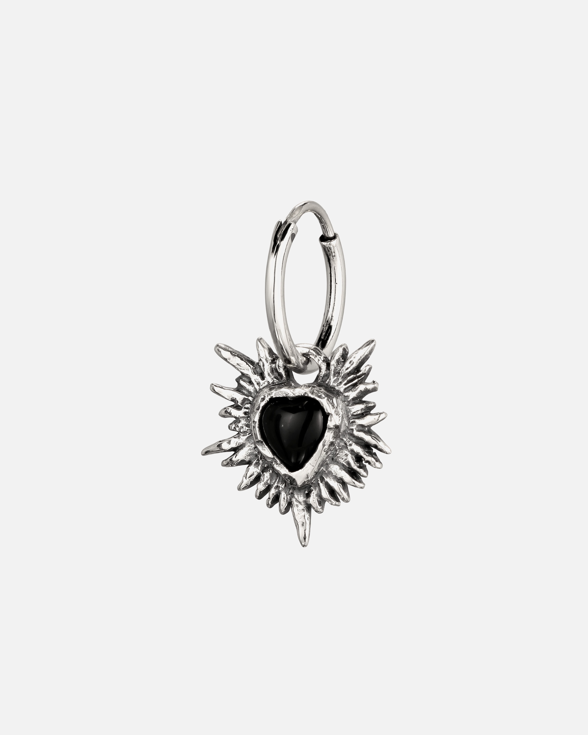 Orecchini di Maschio Haze & Glory Default Brand Line Earring Creole Cuore Onice Nero 925 Sterling Silver silberfarben