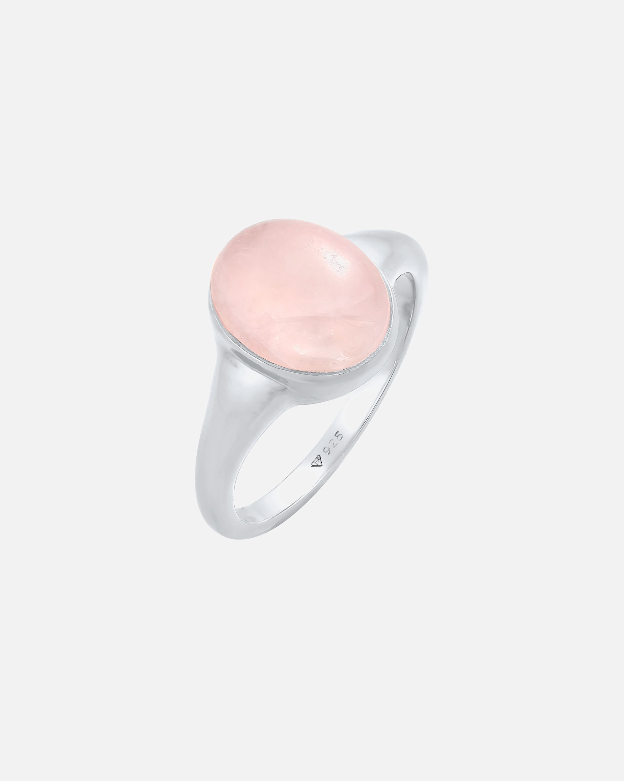 Anello di Femmina Elli Signet Ring Oval Trend Chunky con quarzo rosa in argento sterling 925 56