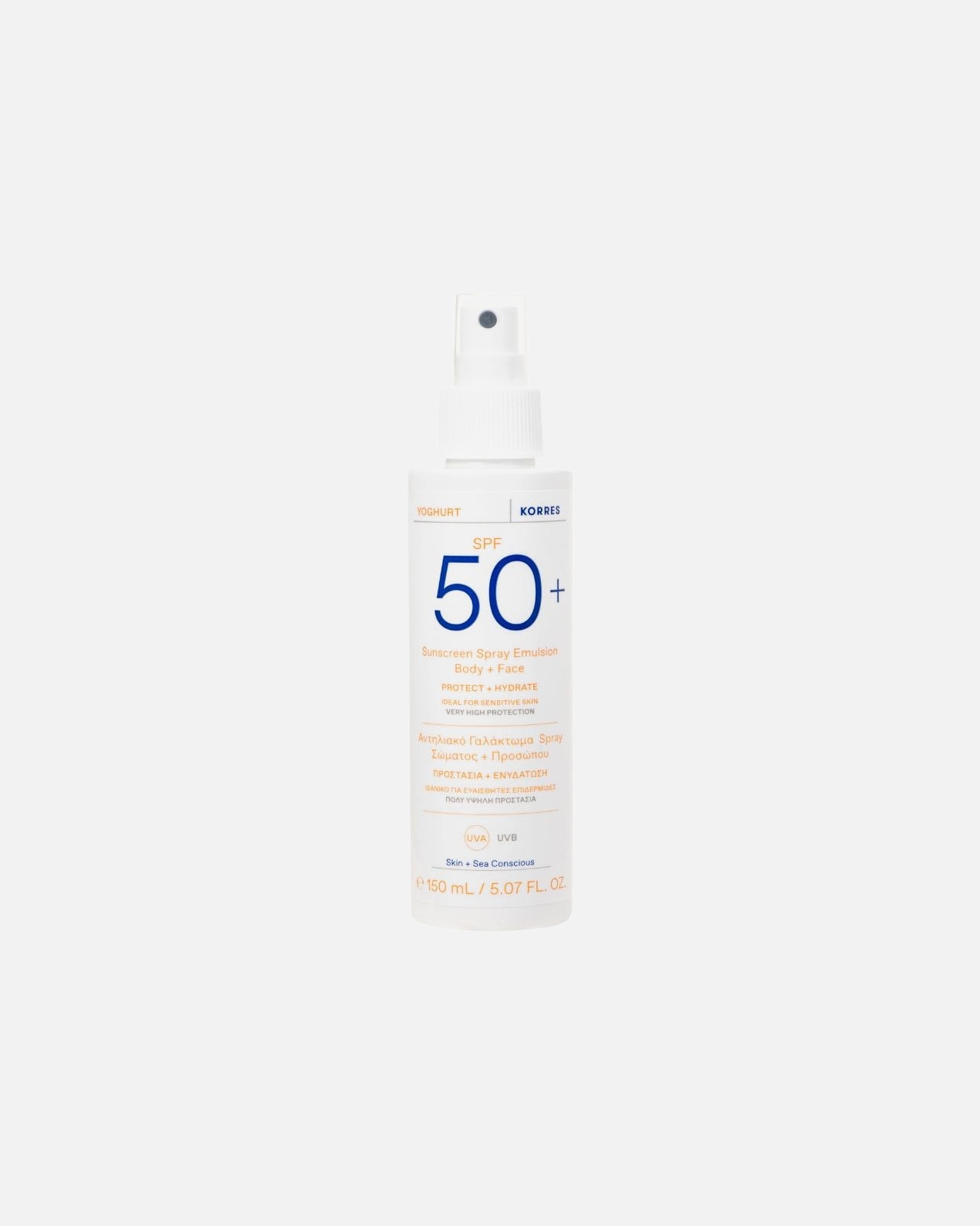 Crema solare di Femmina KORRES Emulsione solare spray allo yogurt per viso e corpo SPF50+ 150 ml