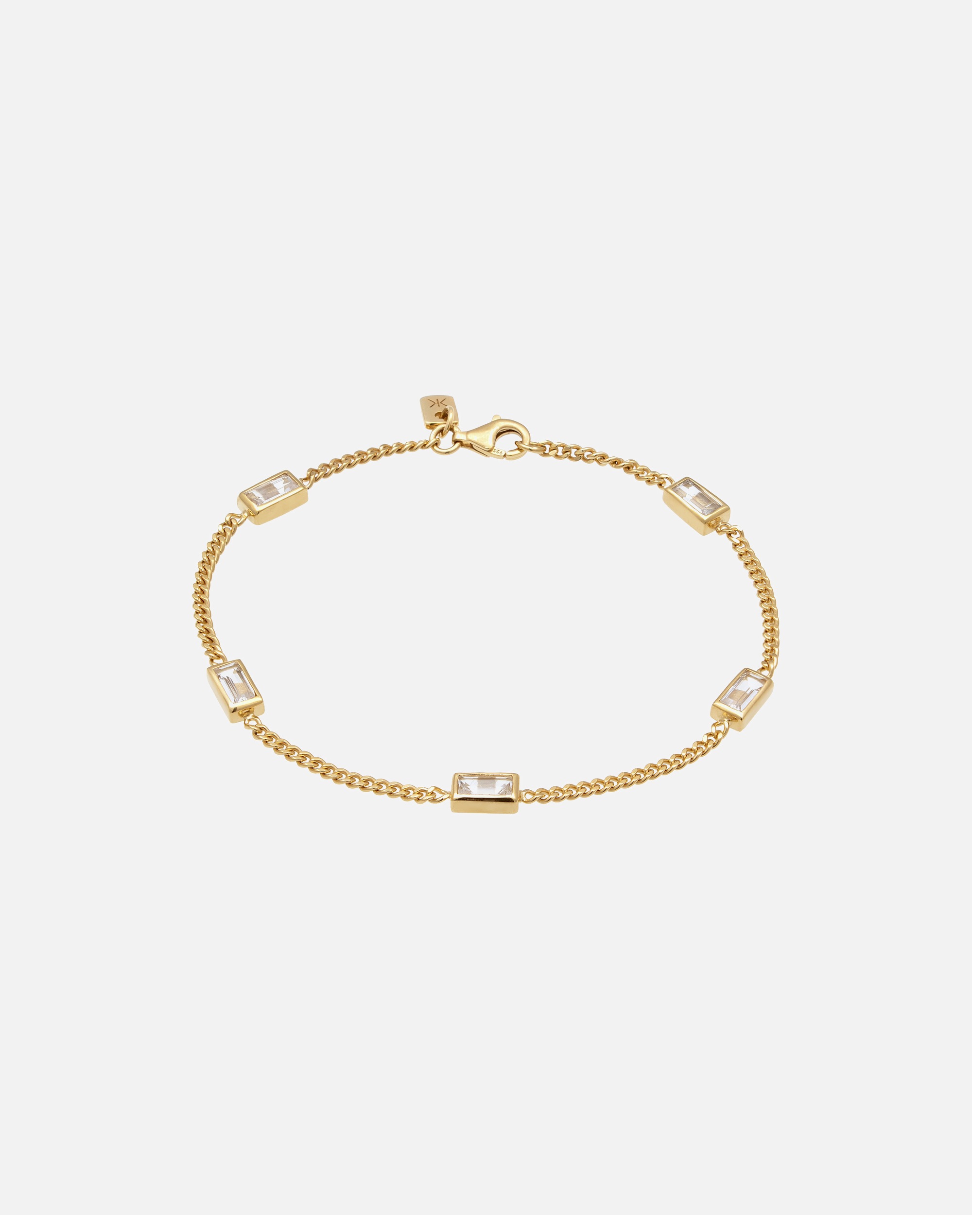 Braccialetto di Maschio KUZZOI Bracciale argento rettangolo Topazio bianco 925 Sterling Silver 19