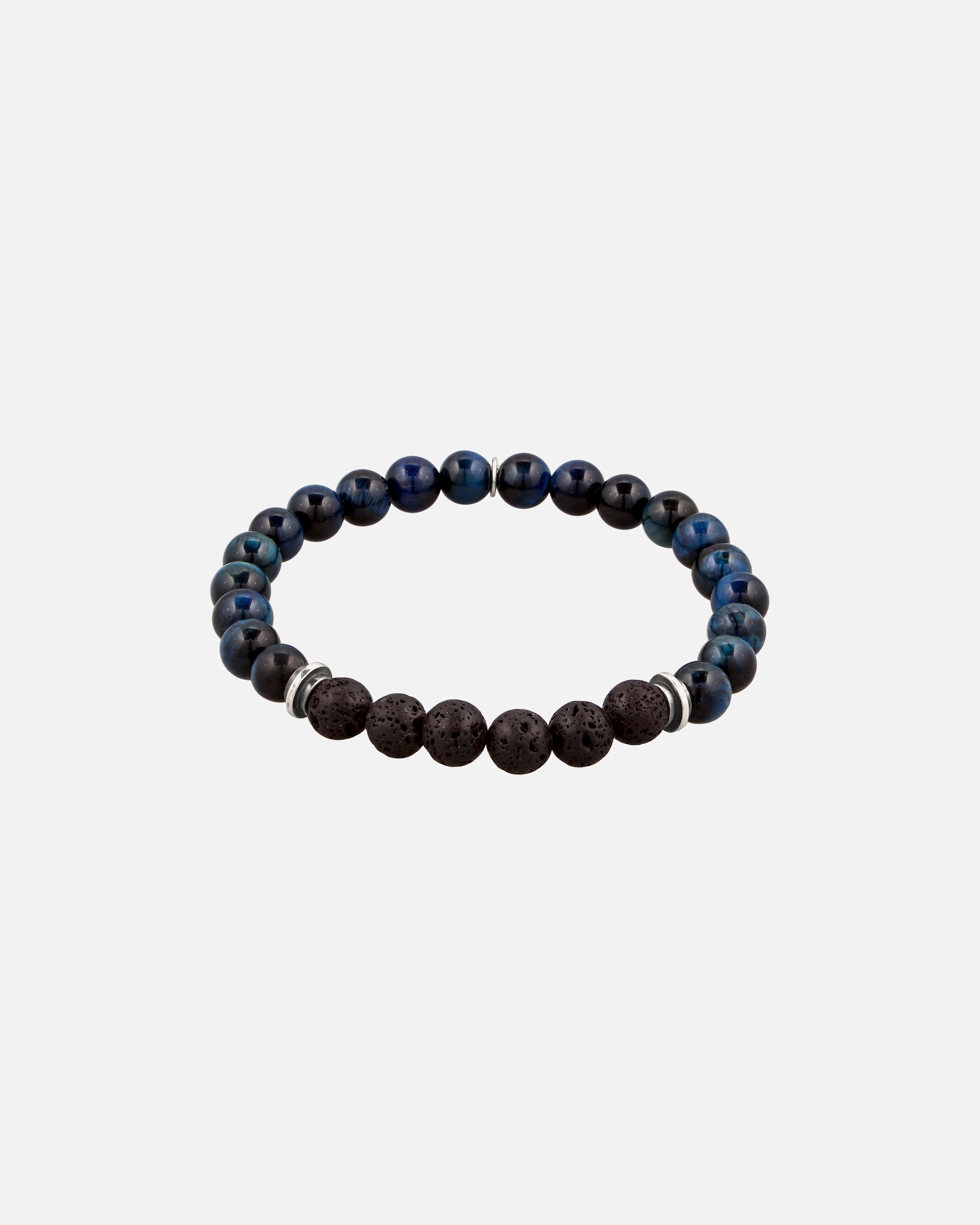 Braccialetto di Maschio KUZZOI Bracciale beads Lava Nero 925 Sterling Silver 21