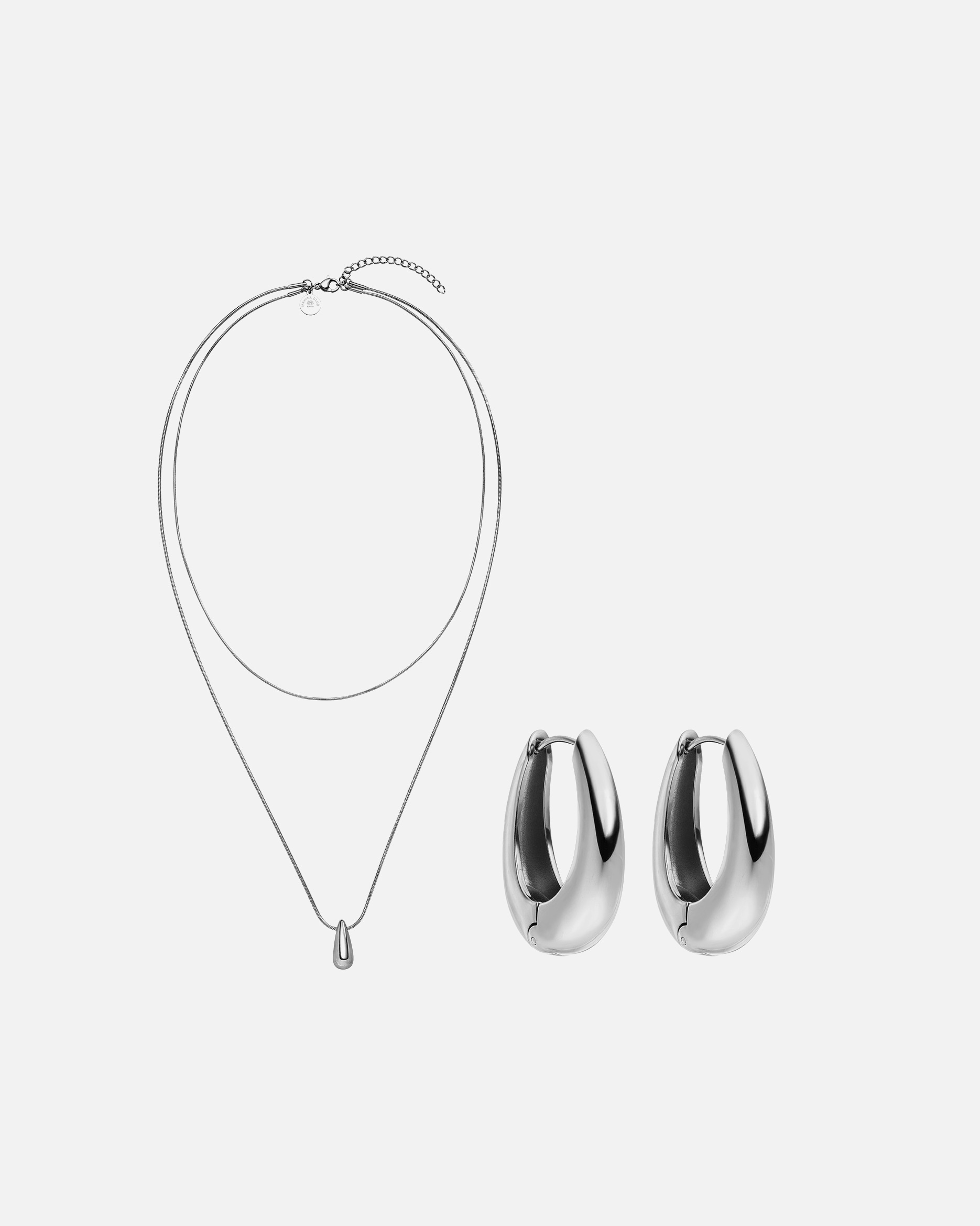 Set Gioielli di Unisex Purelei Dewdrop Set di gioielli 100% acciaio inossidabile Argento