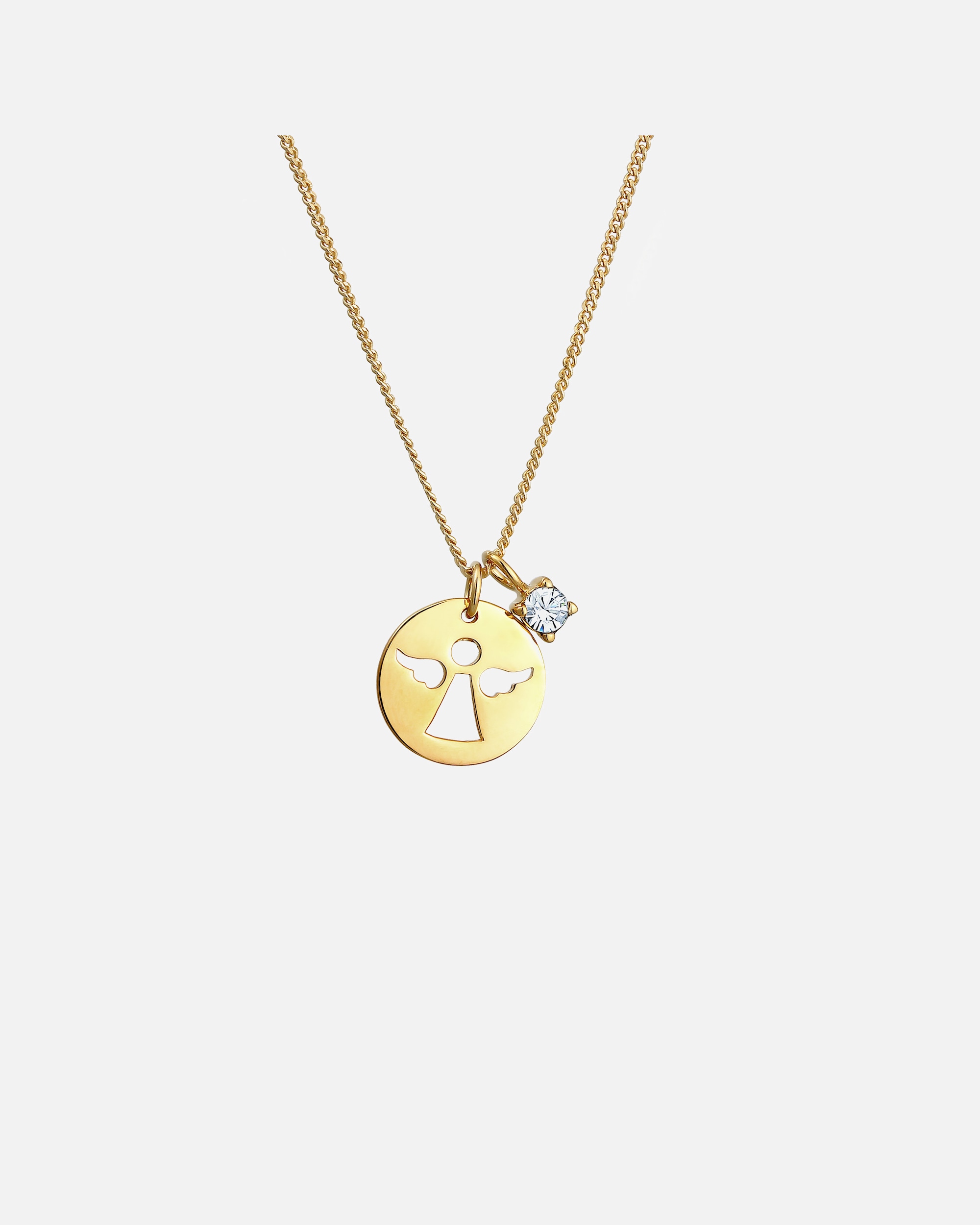 Collana di Femmina Elli con piastrina d'angelo tagliata e cristallo in argento sterling 925 45