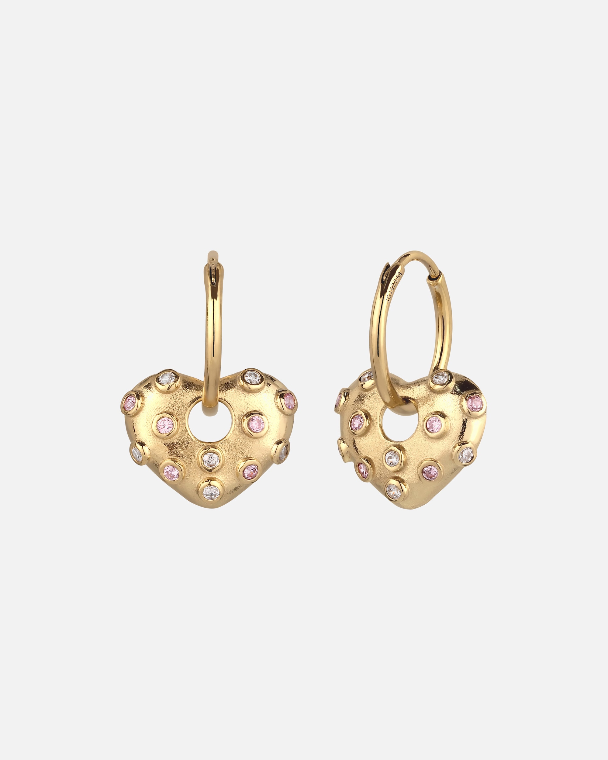 Orecchini di Femmina Elli Creole Cuore Zirconia Rosa 925 Sterling Silver Gold-plated goldfarben