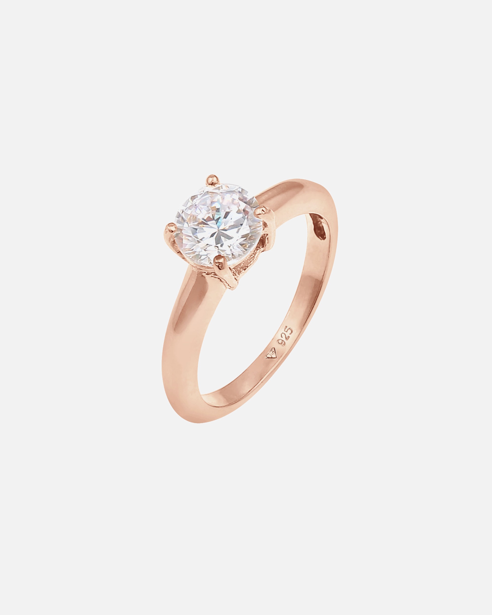 Anello di Femmina Elli Solitario Classico con Cristalli di Zirconia in Argento Sterling 925 60