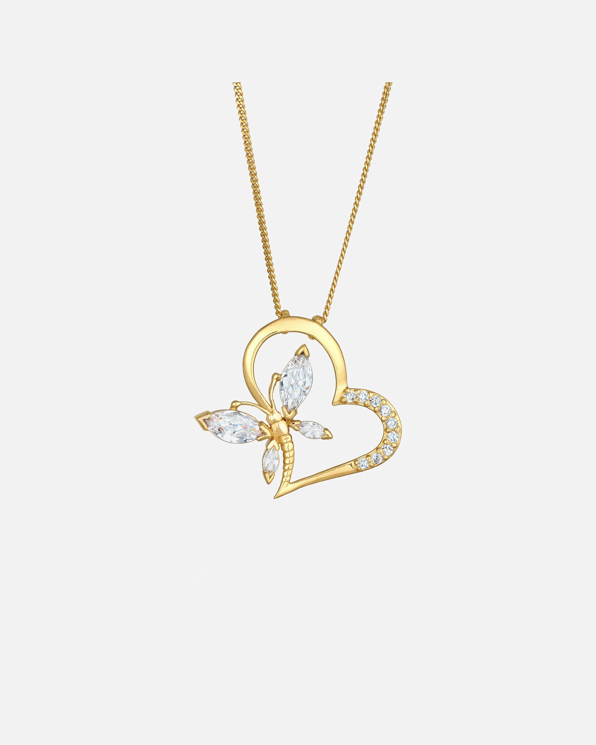 Collana di Femmina Elli Ciondolo cuore farfalla con cristalli zirconia in argento 925 45