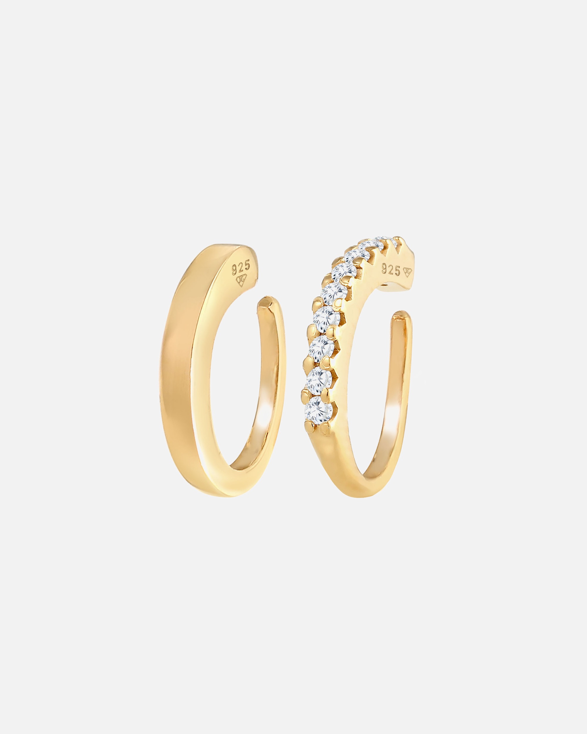 Orecchini di Femmina Elli Single Earcuff Duo Trend Blogger con cristalli Zirconia in argento sterling 925 goldfarben