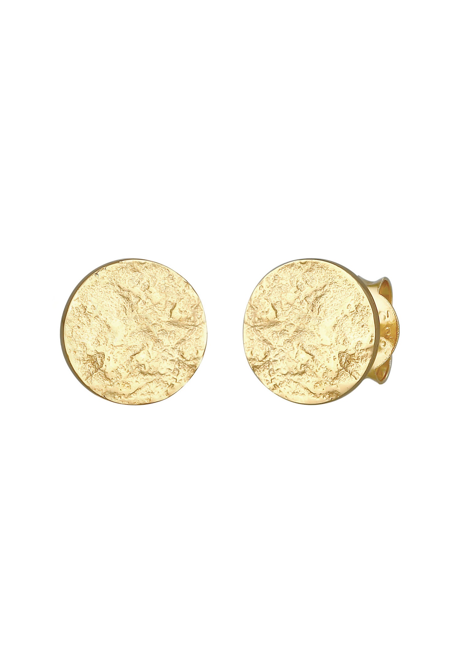 Orecchini Donna Argento 925 - Elli A Perno Con Placchetta Martellata, Look Vintage E Moderno