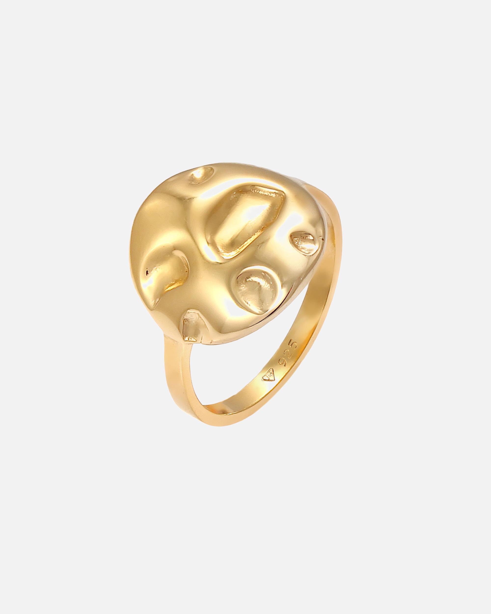 Anello di Femmina Elli Anello con piastrina tonda a moneta look Geo in Argento Sterling 925 54