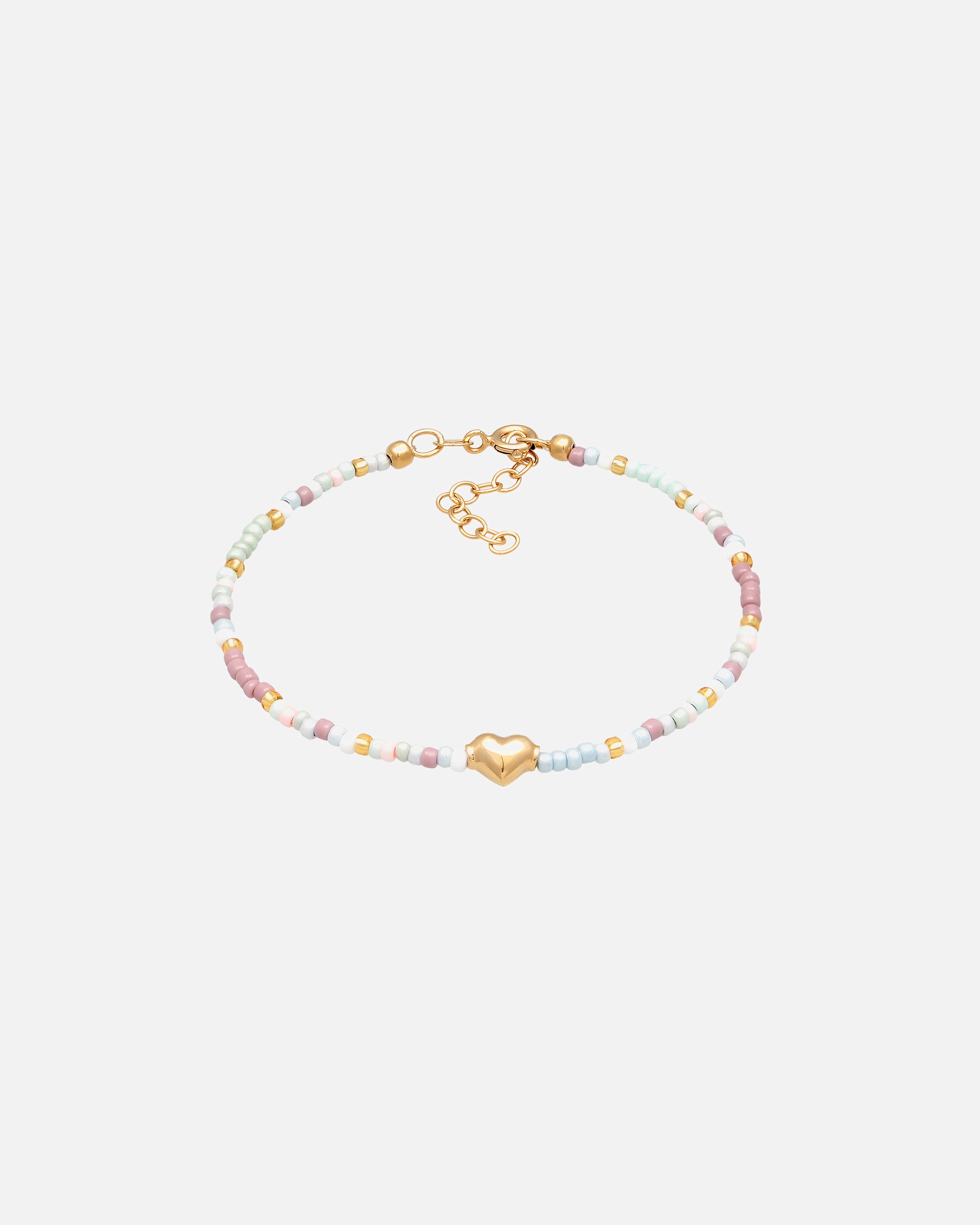 Braccialetto di Femmina Elli Ciondolo Cuore estate vetro perline in Argento Sterling 925 placcato oro 16