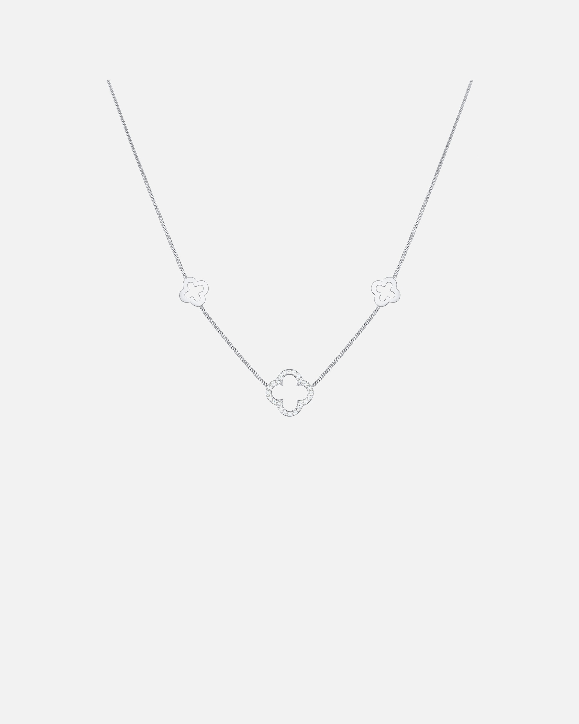 Collana di Femmina Elli Trifoglio simbolo di fortuna con zirconi in Argento Sterling 925 silberfarben