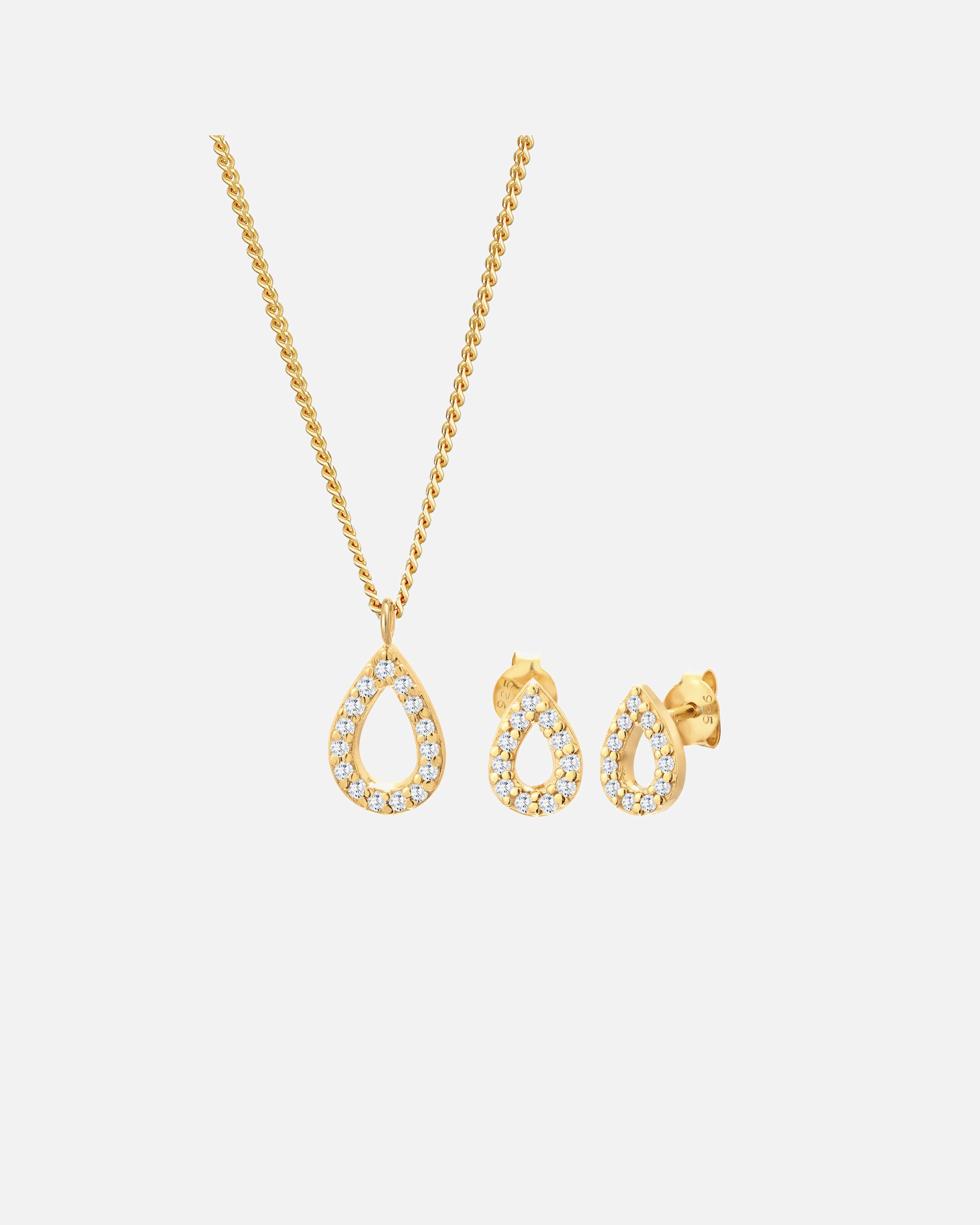 Gioielleria di Femmina Elli Orecchini a perno Ciondolo a goccia scintillante con cristalli di zirconia cubica in argento sterling 925 golfarben