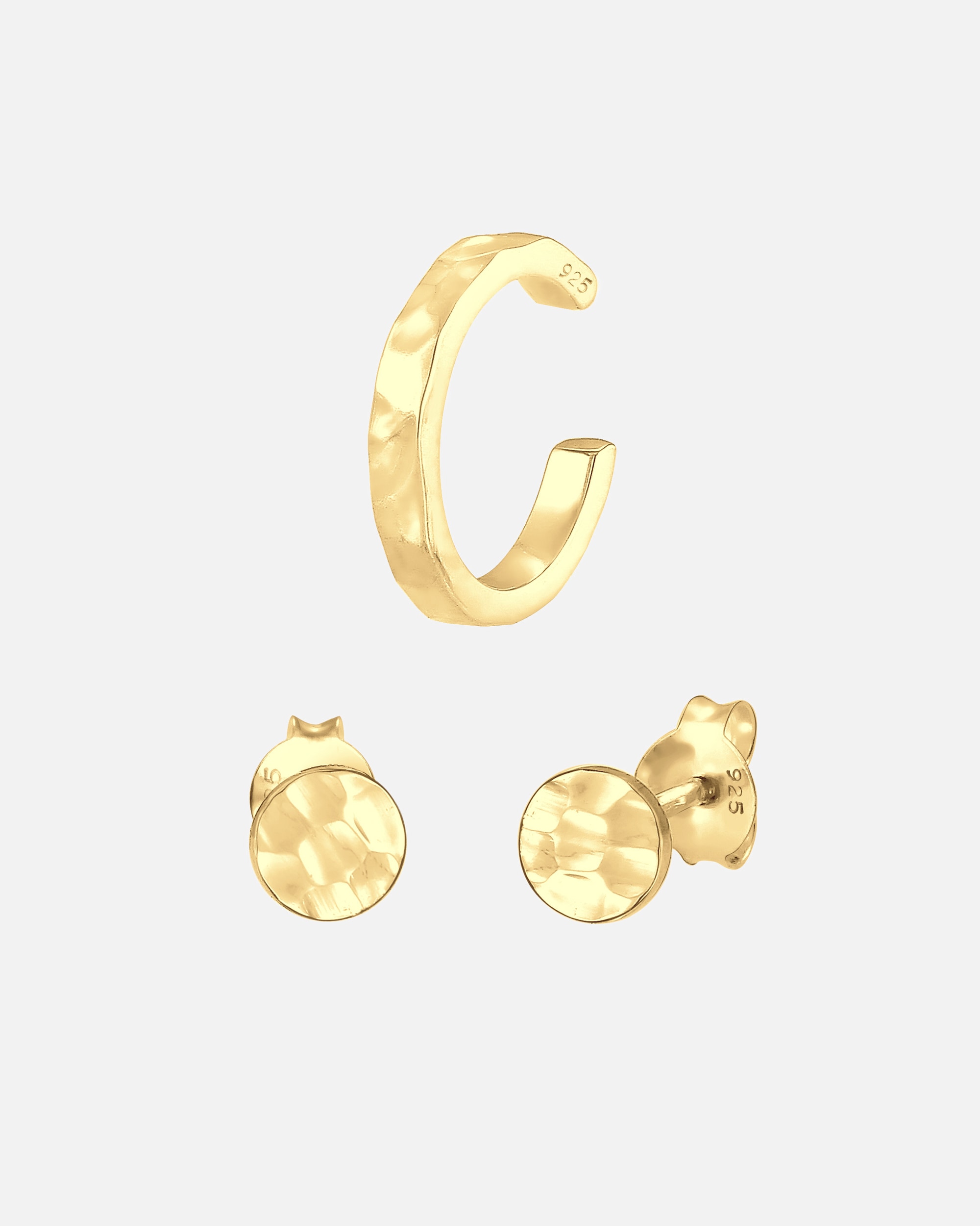 Orecchini di Femmina Elli Set orecchini a no earcuff in Argento Sterling 925 tondi battuti goldfarben