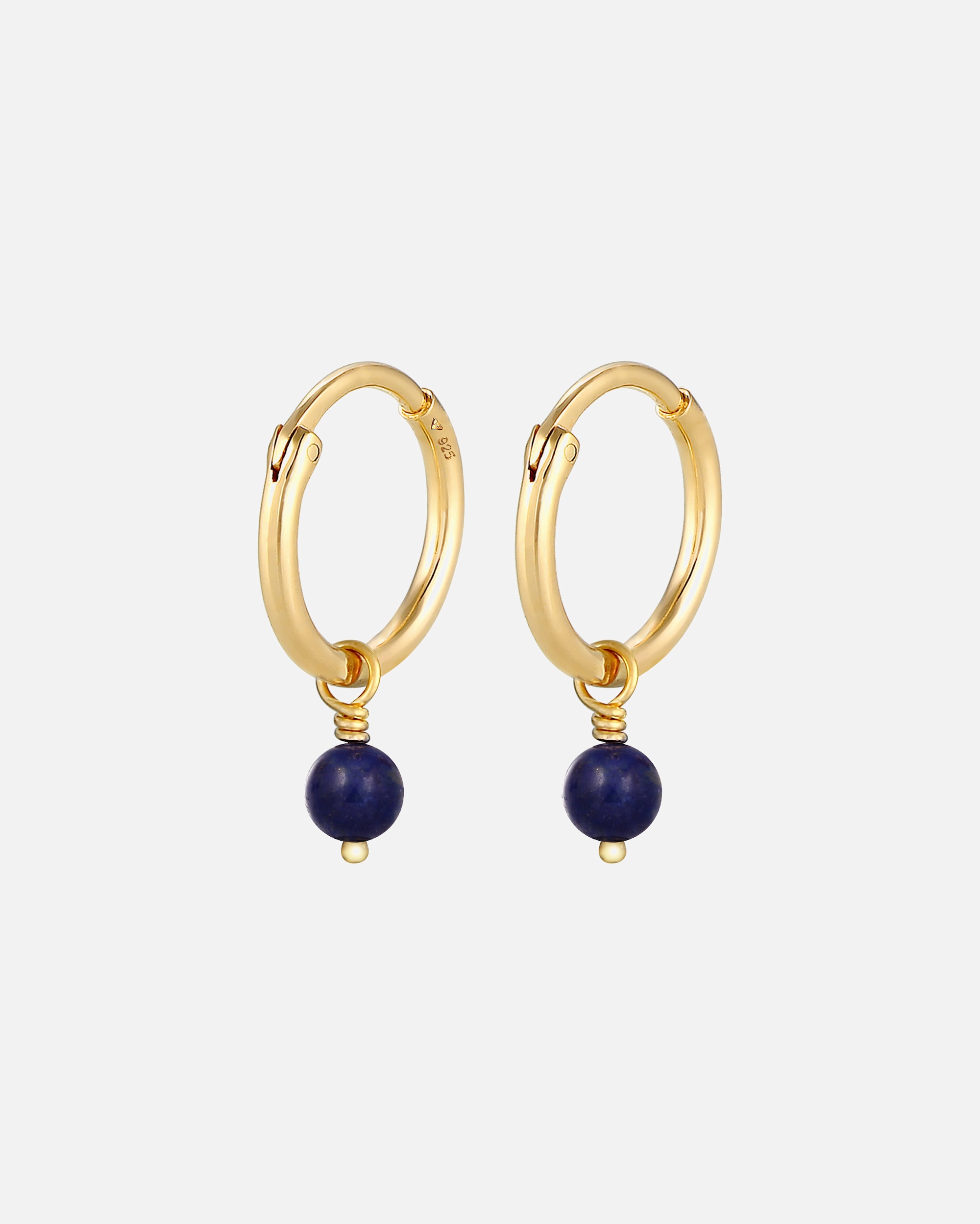 Orecchini a Cerchio di Femmina Elli Creoli Lapis Lazuli palla nobile tendenza in Argento Sterling 925 placcato oro goldfarben