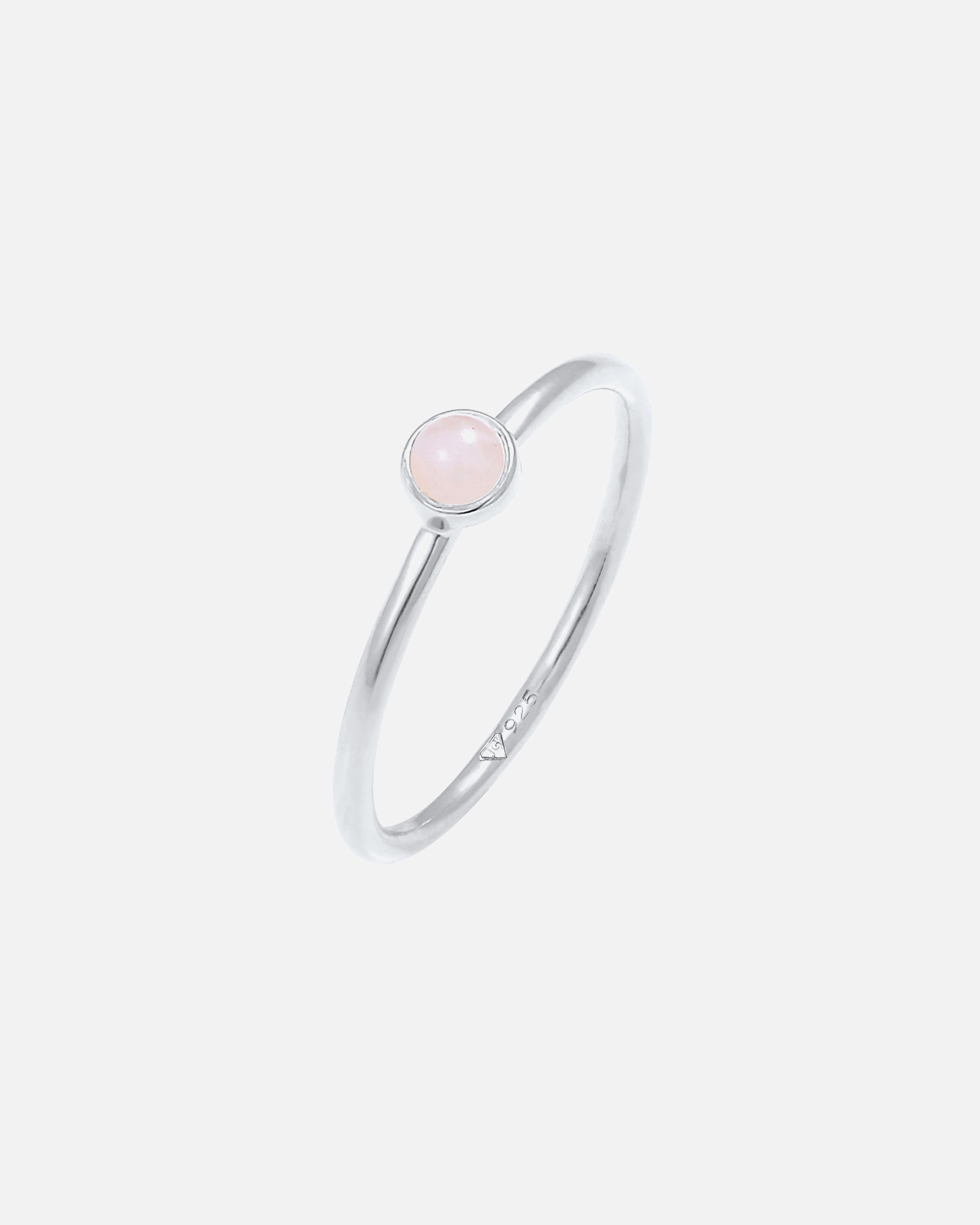 Anello di Femmina Elli Pila di Base Minimale con Quarzo Rosa in Argento Sterling 925 Placcato Oro 58
