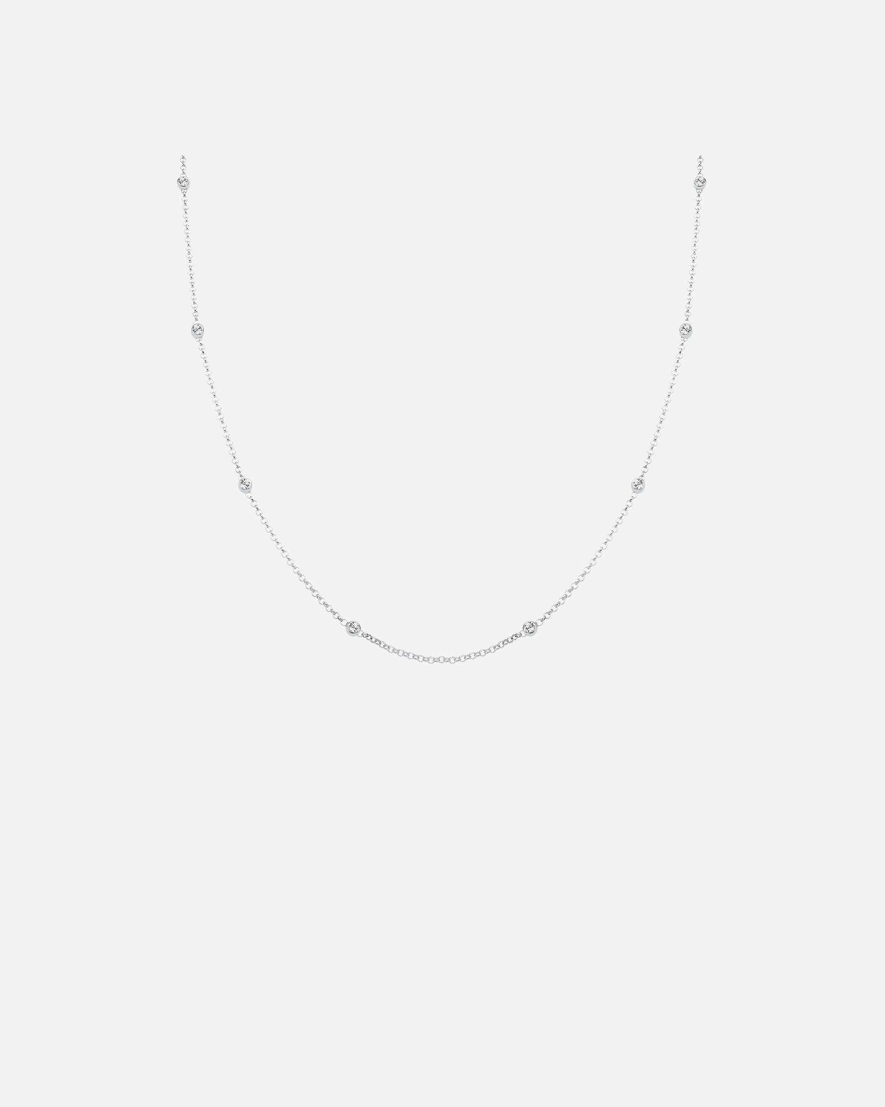 Collana di Femmina Elli Solitario con Cristalli in Argento Sterling 925 55