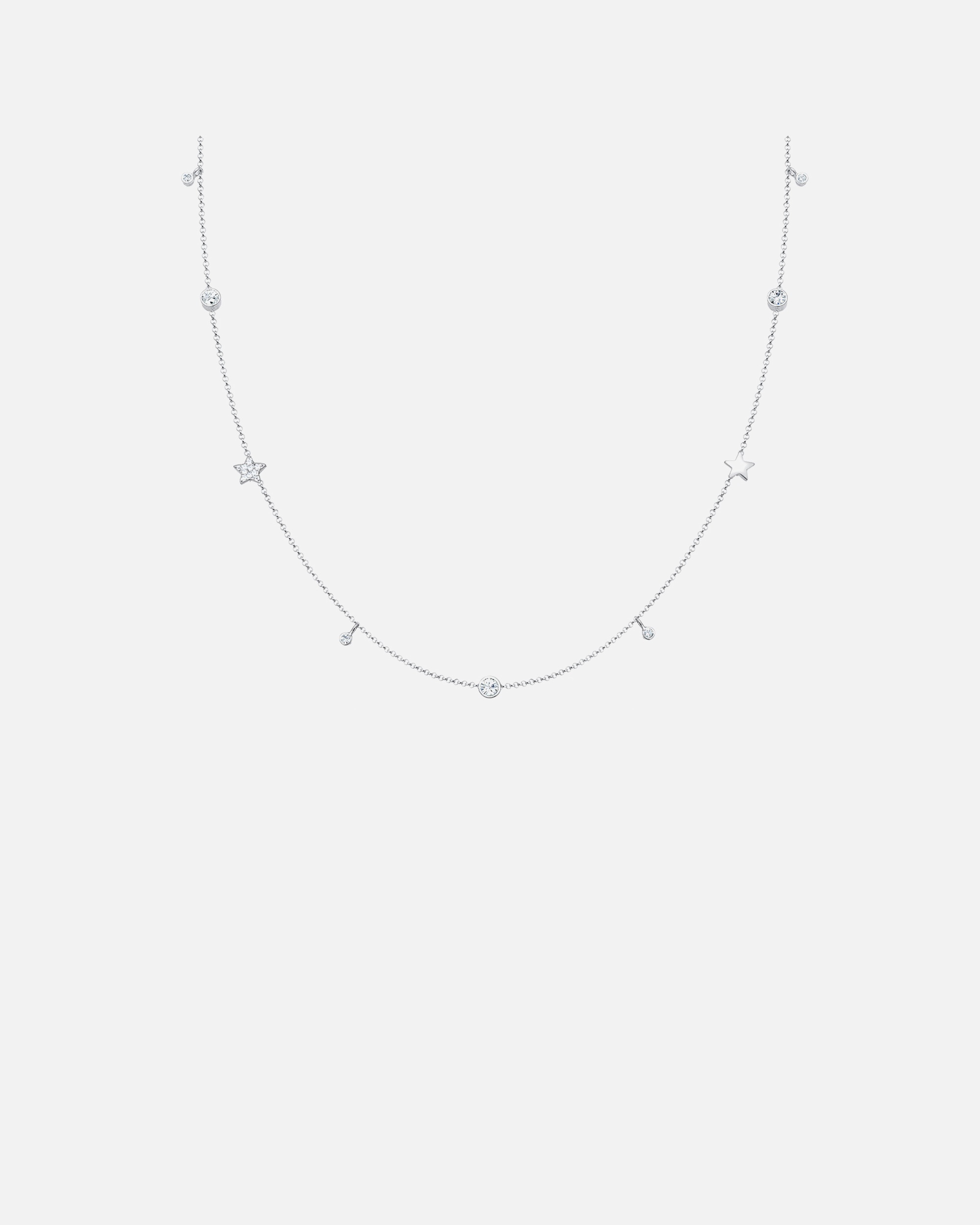 Collana di Femmina Elli Solitario Stelle con Cristalli in Argento Sterling 925 45