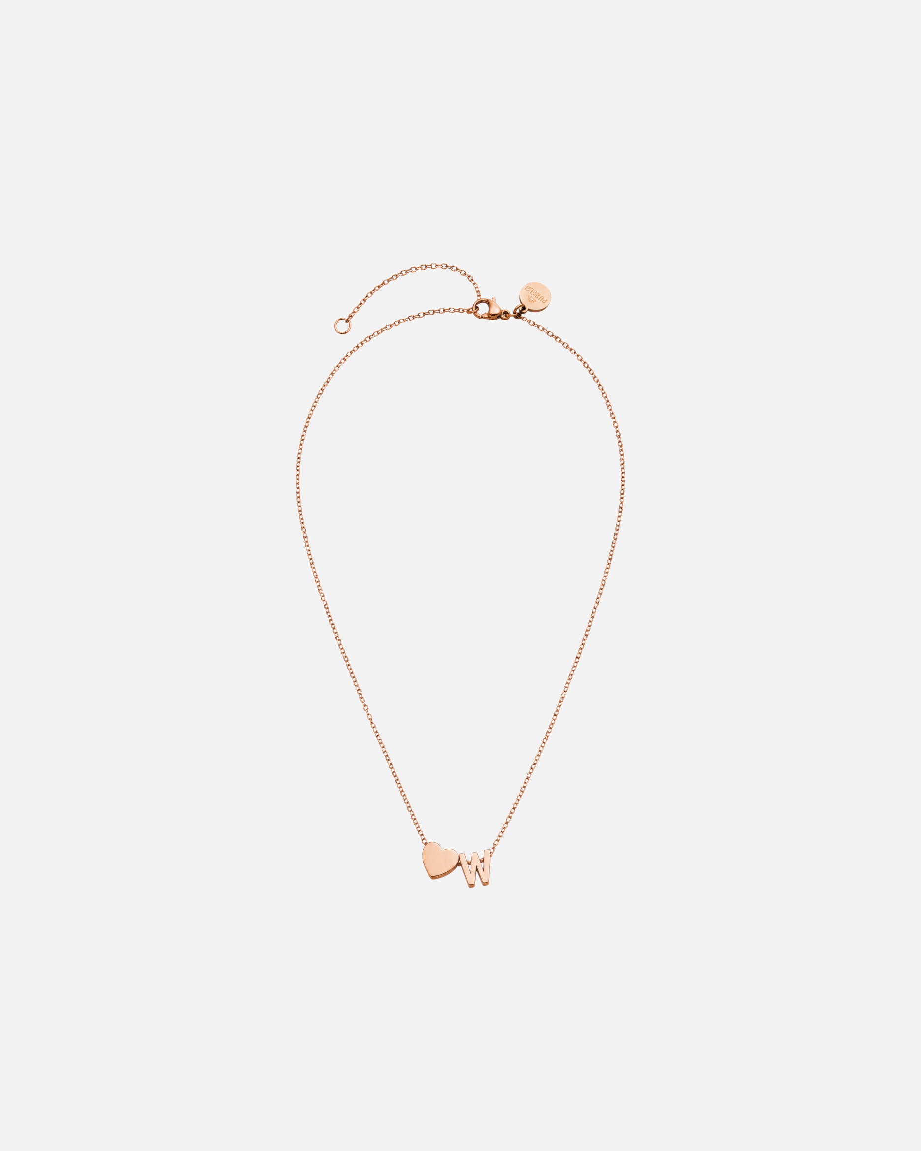 Collana di Unisex Purelei Letter Heart W Collana 100% acciaio inossidabile Oro