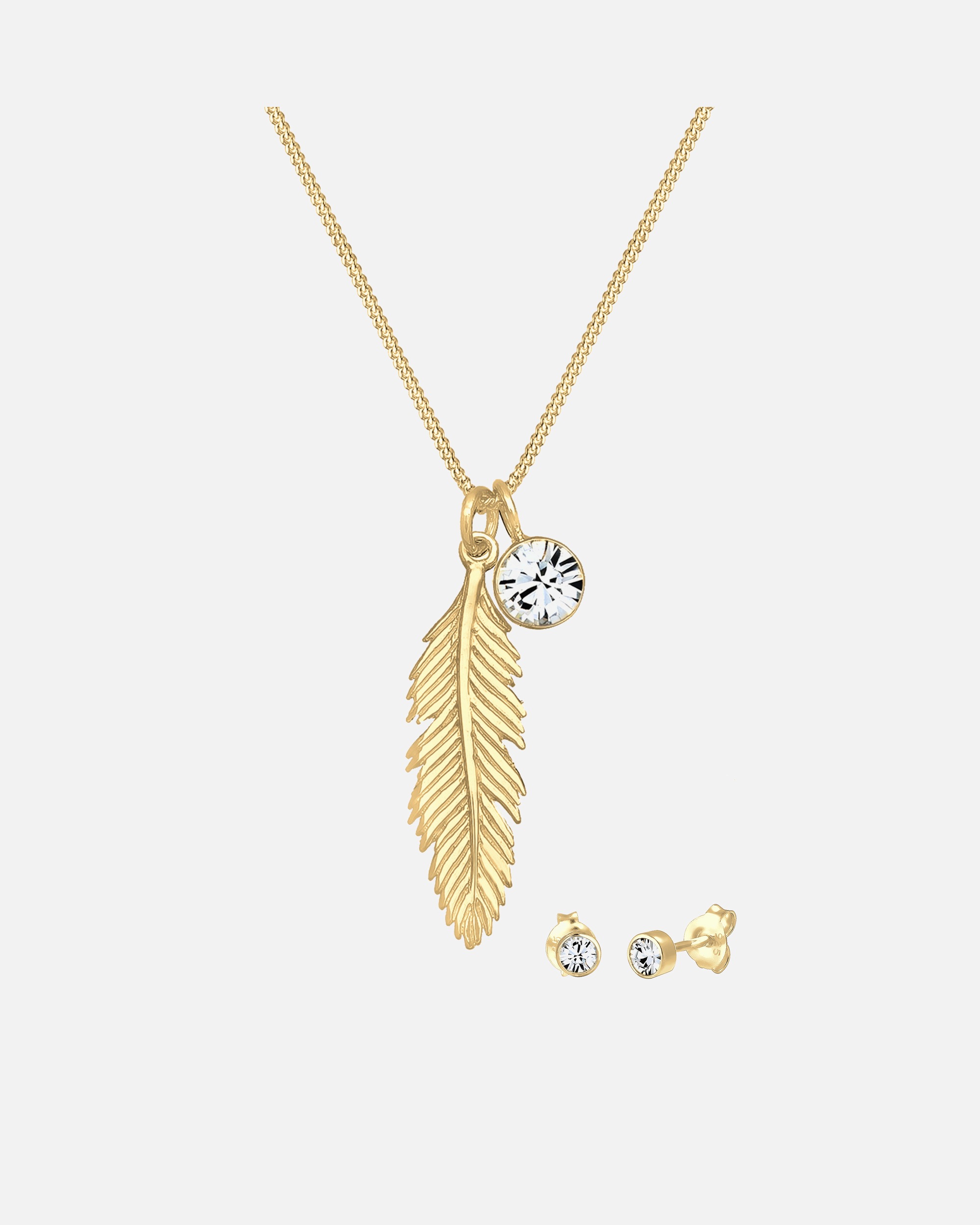 Set Gioielli di Femmina Elli Set con piuma Cristalli Vetro Bianco 925 Sterling Silver 55 cm