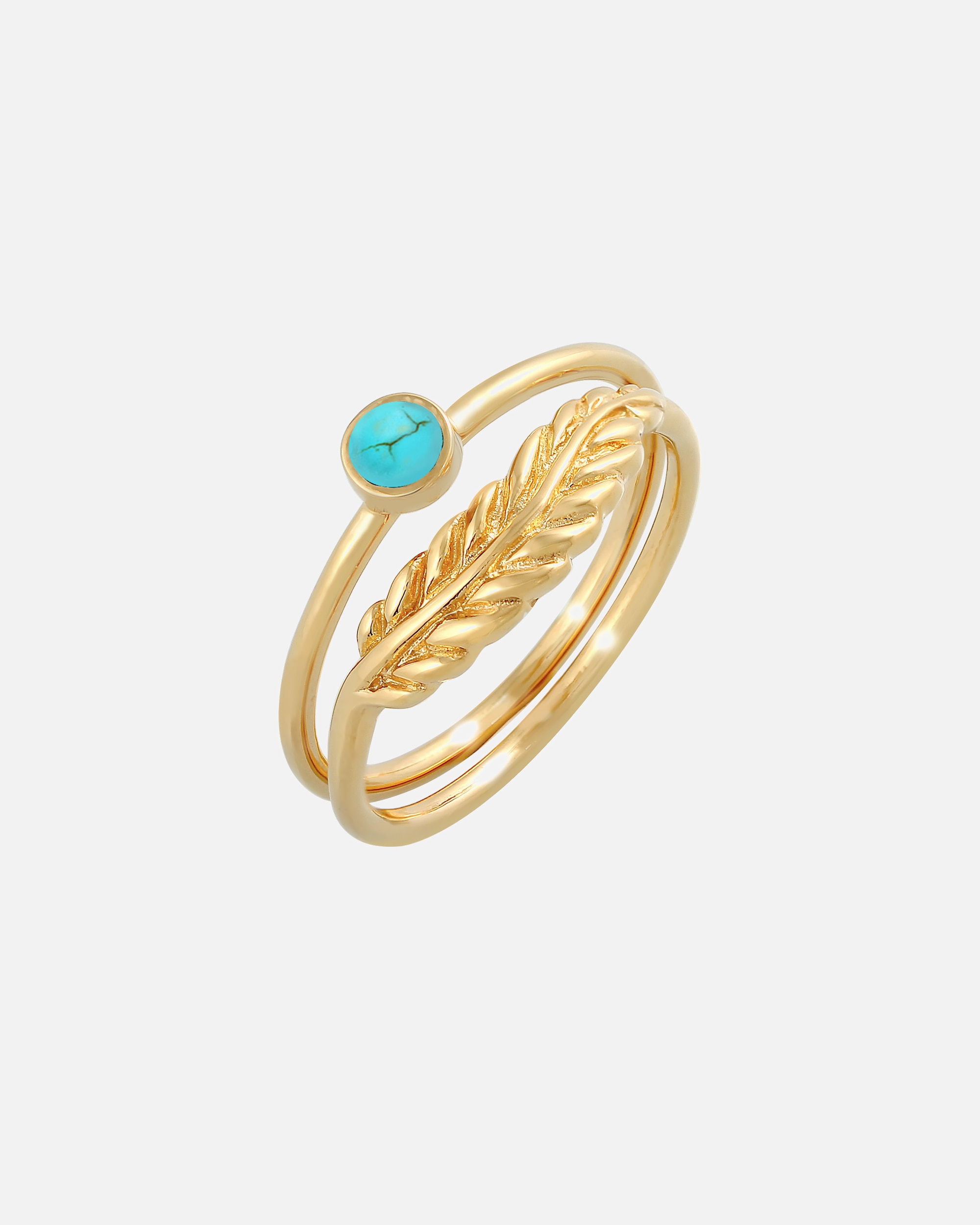 Anello di Femmina Elli Set Piuma Howlite Turchese Boho Tendenza estiva in argento sterling 925 54