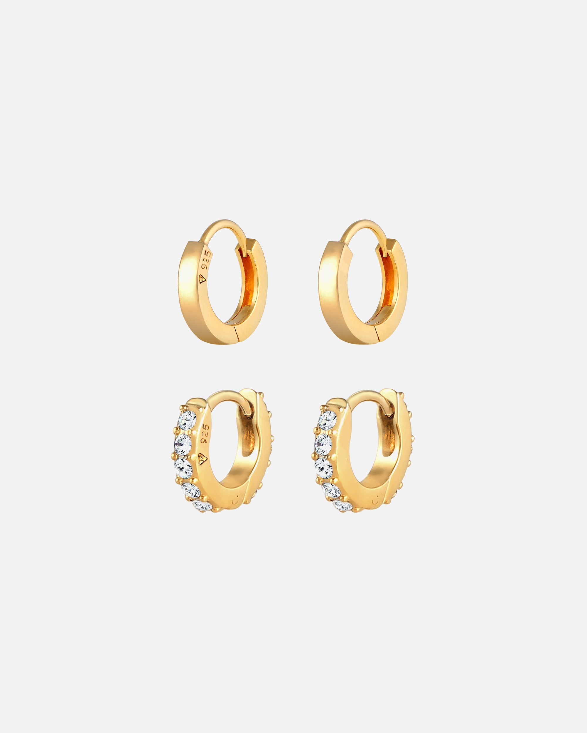 Orecchini di Femmina Elli Parure creola semplice e con cristalli in argento sterling 925 goldfarben