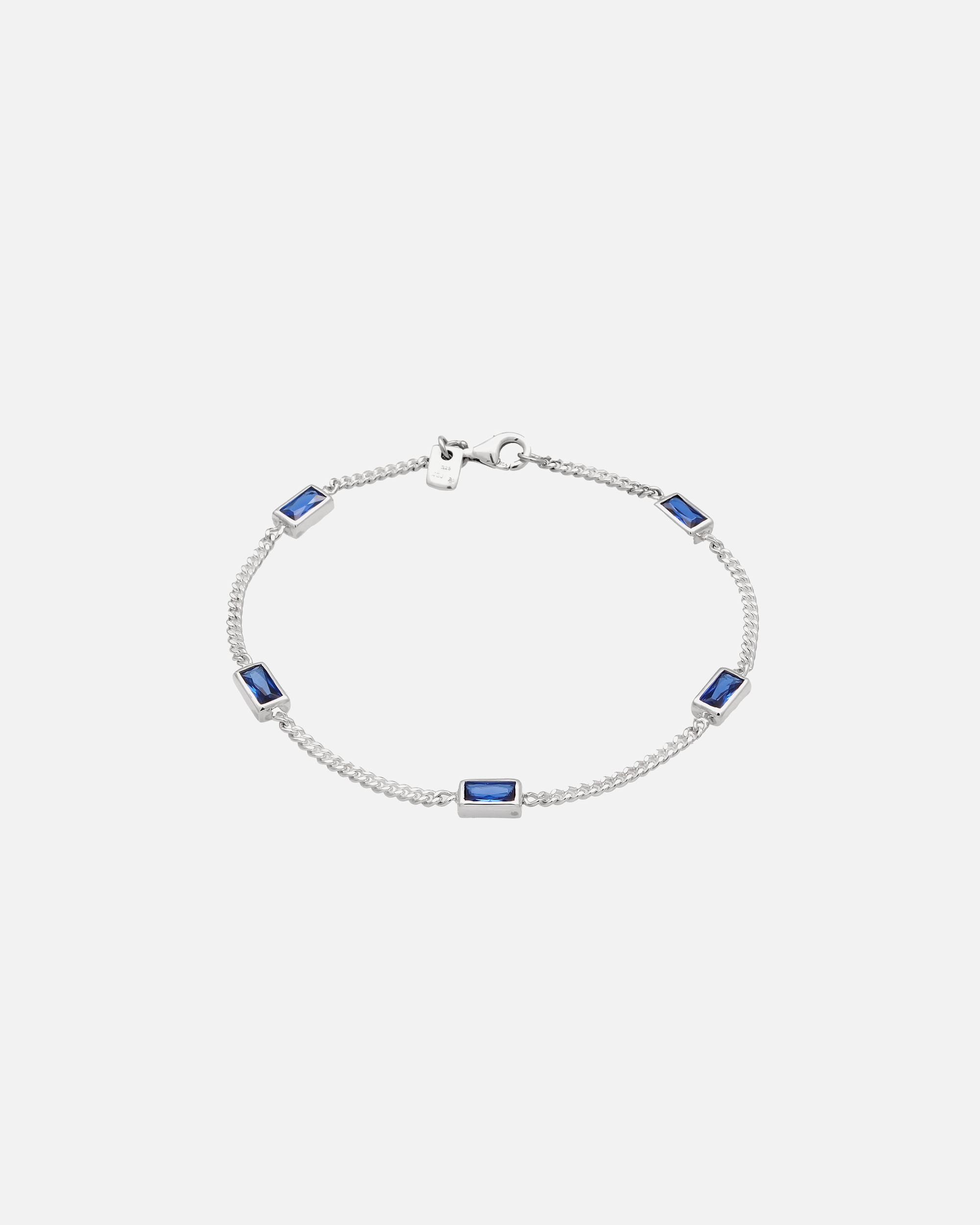 Braccialetto di Maschio KUZZOI Bracciale con Pietre Rettangolo Zaffiro Sintetico Blu 925 Sterling Silver 19