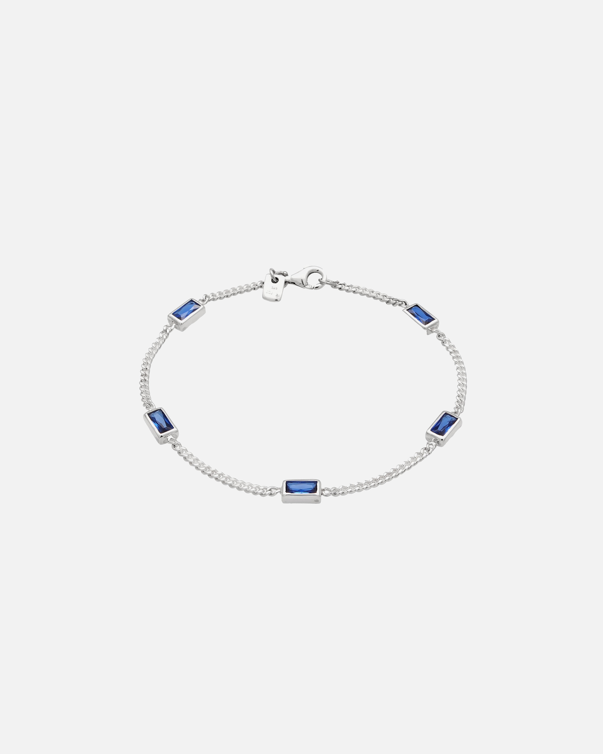 Braccialetto di Maschio KUZZOI Bracciale con Pietre Rettangolo Zaffiro Sintetico Blu 925 Sterling Silver 21
