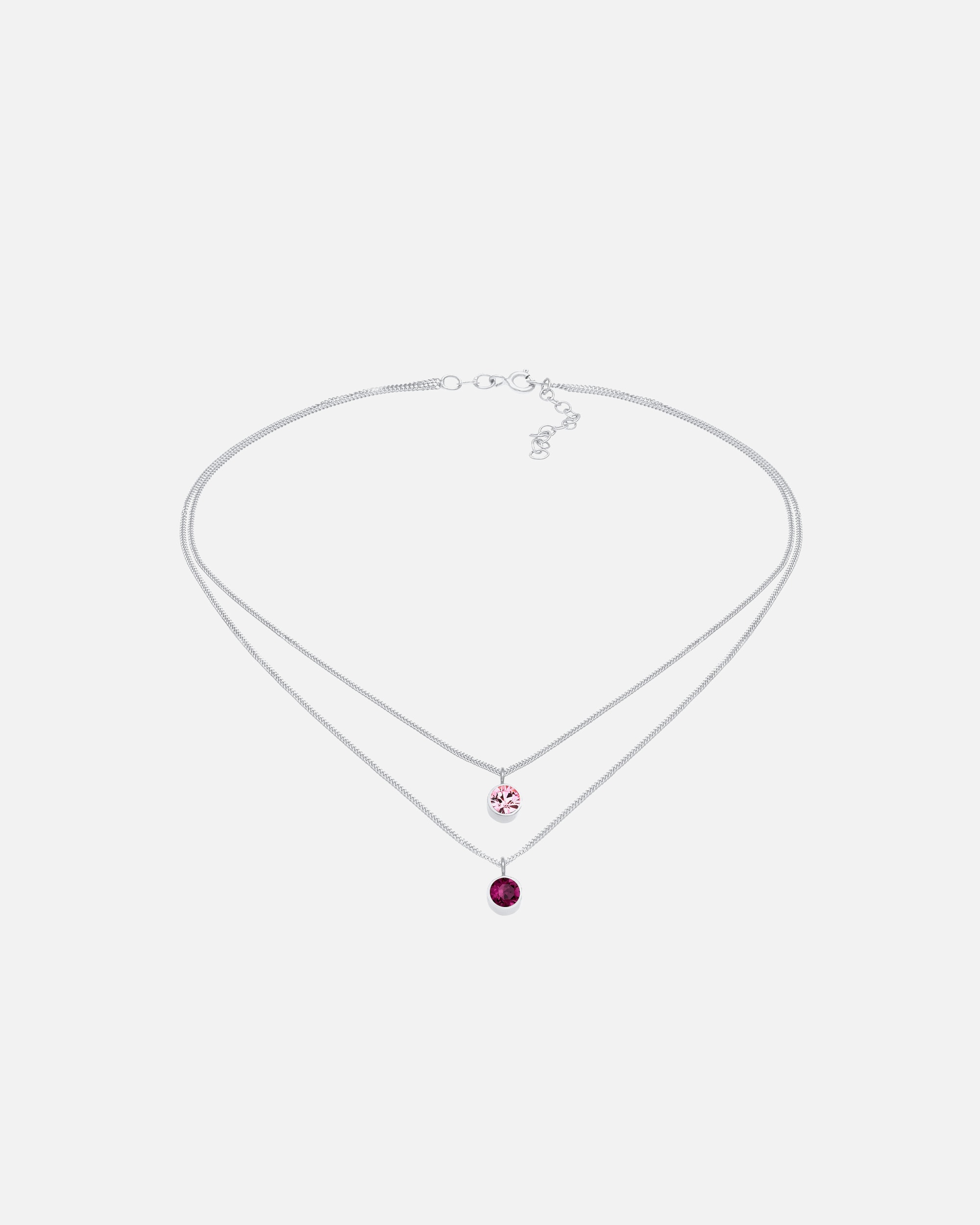 Collana di Femmina Elli Choker Layer Strato Rotondo Cristalli in argento sterling 925 Rosa