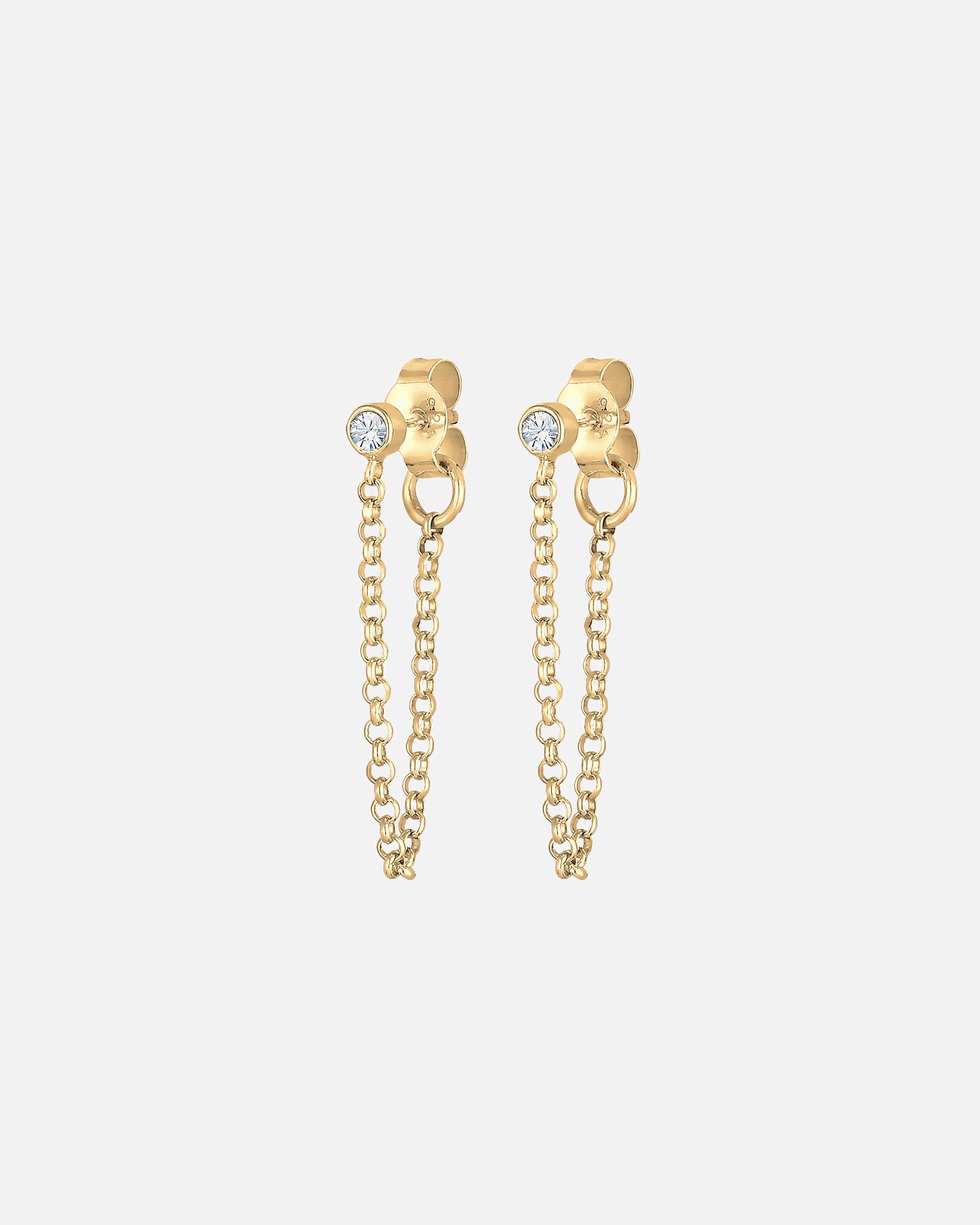 Orecchini di Femmina Elli Orecchini a Perno Catena Tendenza Geo con Cristallo in Argento Sterling 925 goldfarben