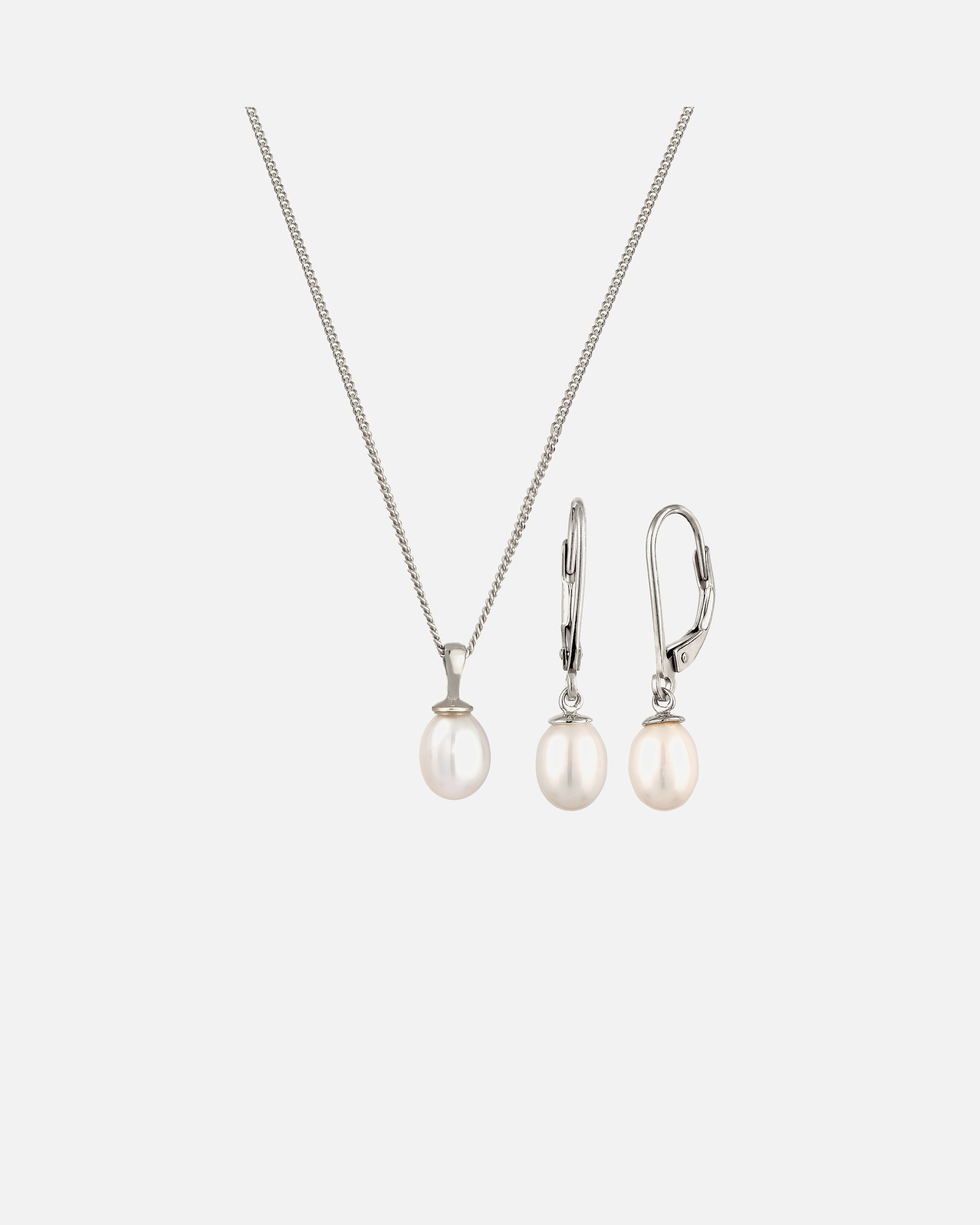 Set Gioielli di Femmina Elli Set con perle Perle d'acqua dolce coltivate Bianche 925 Sterling Silver silberfarben