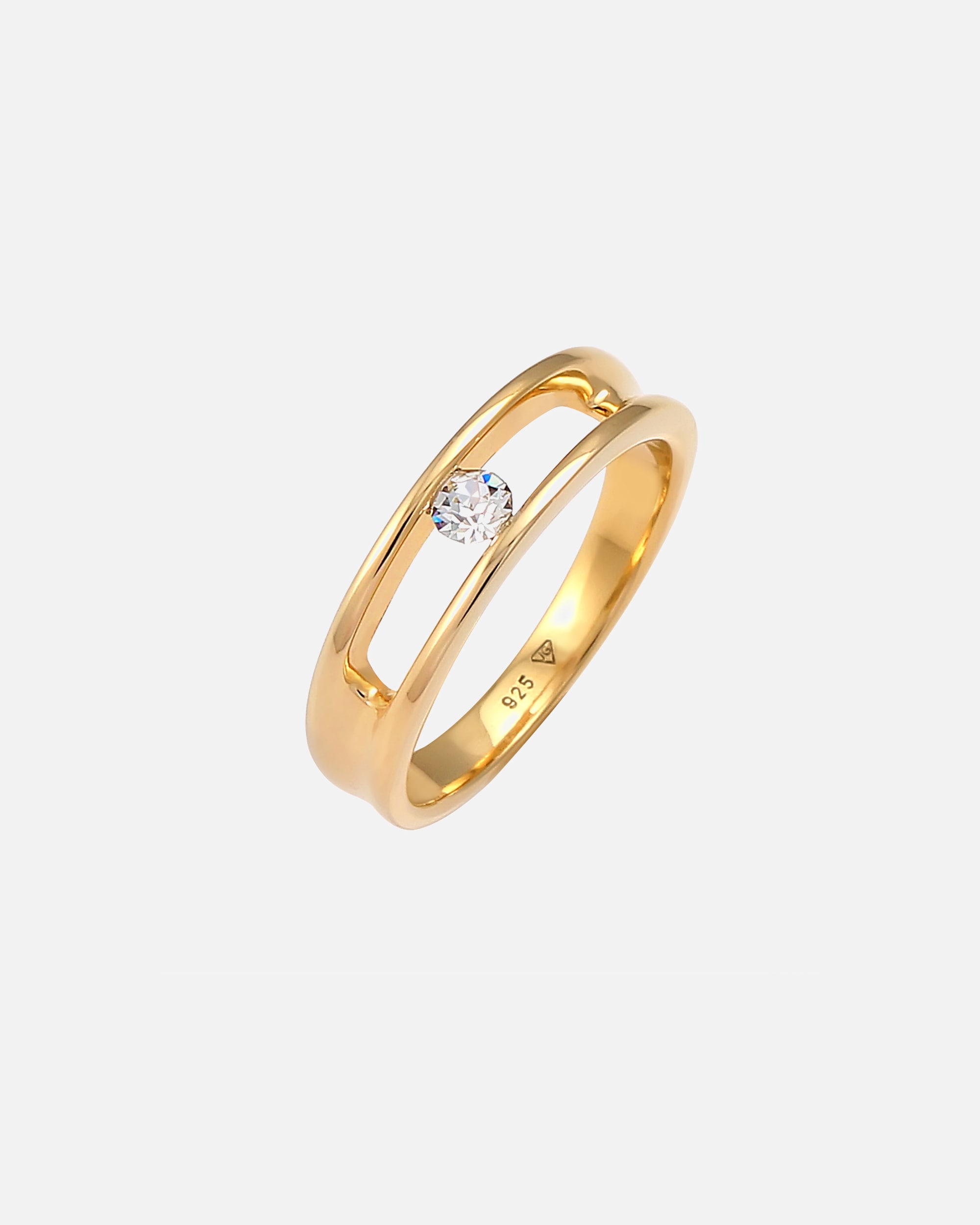 Anello di Femmina Elli Banda Solitario con Cristalli in Argento Sterling 925 52