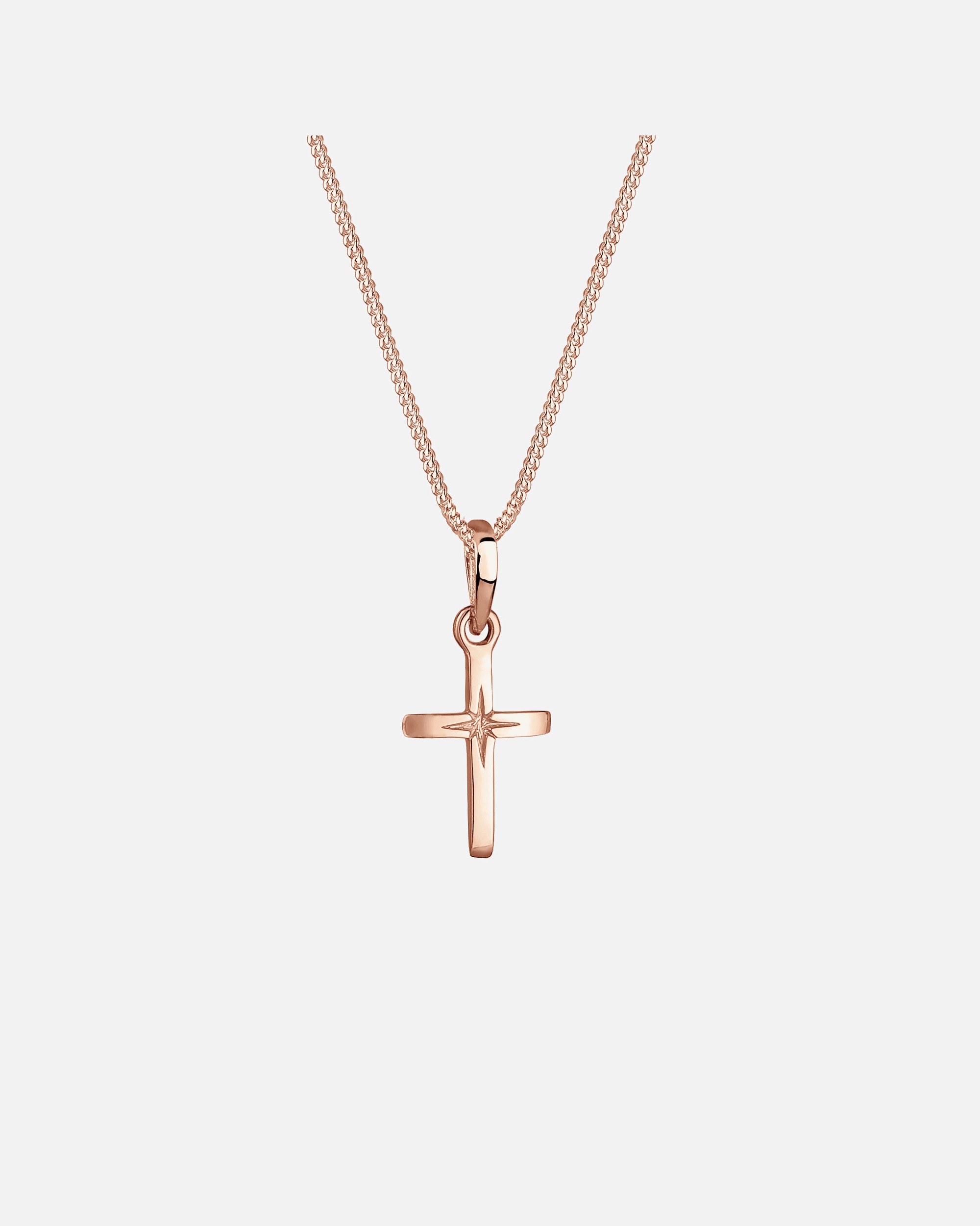 Collana di Femmina Elli Ciondolo a Croce Incisione a Stella in Argento Sterling 925 50