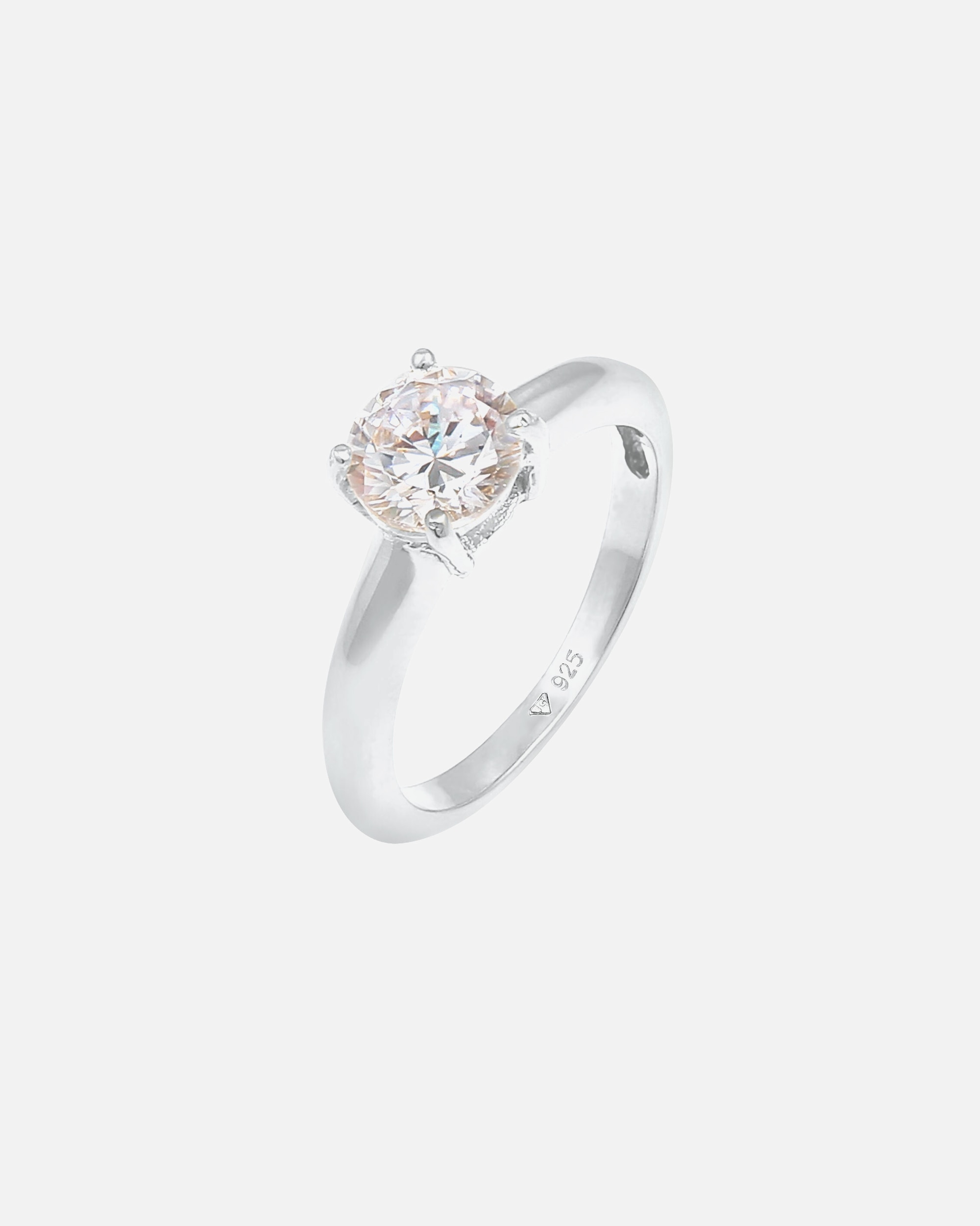Anello di Femmina Elli Solitario Classico con Cristalli di Zirconia in Argento Sterling 925 64