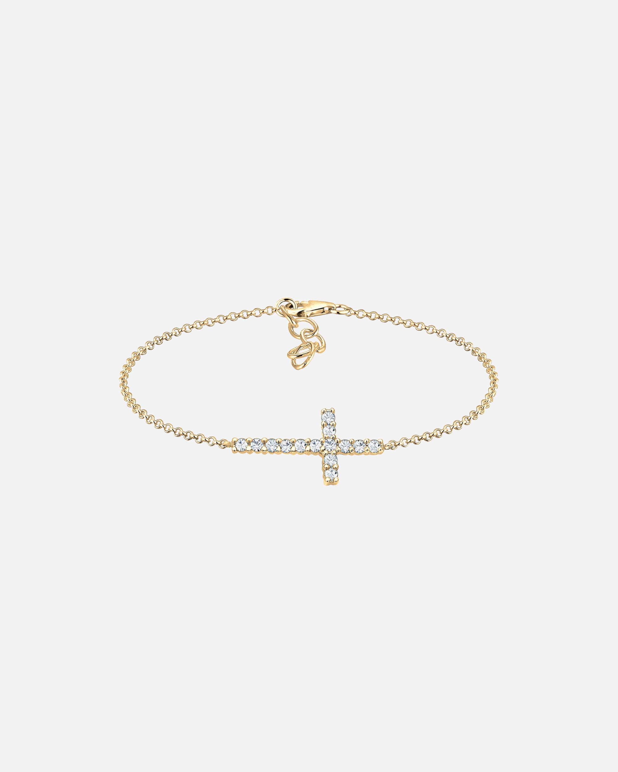 Braccialetto di Femmina Elli Croce scintillante simbolo di fede regolabile con cristalli in Argento Sterling 925 placcato oro goldfarben